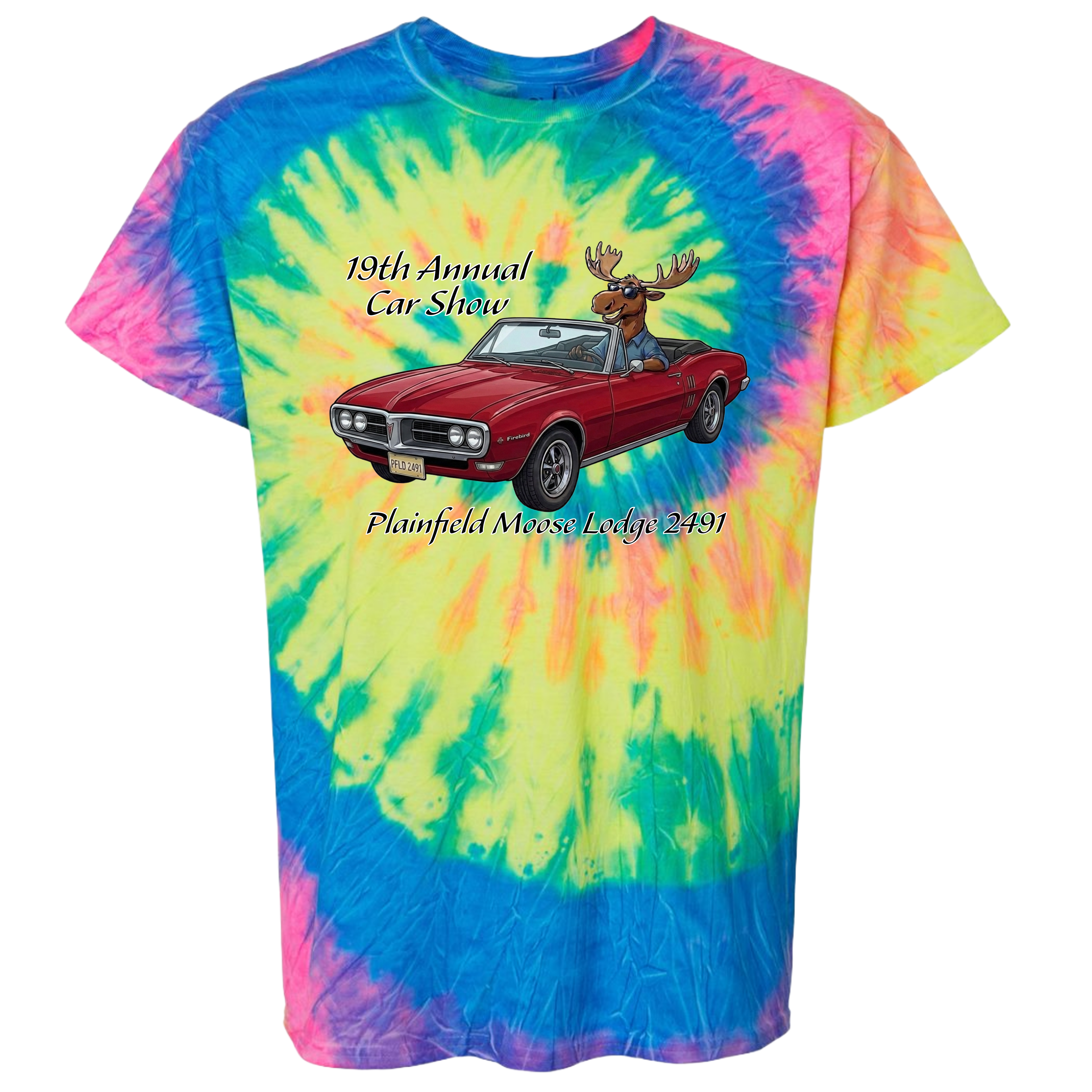 2026 Car Show Firebird Tie Dyed Short Sleeve T-Shirt