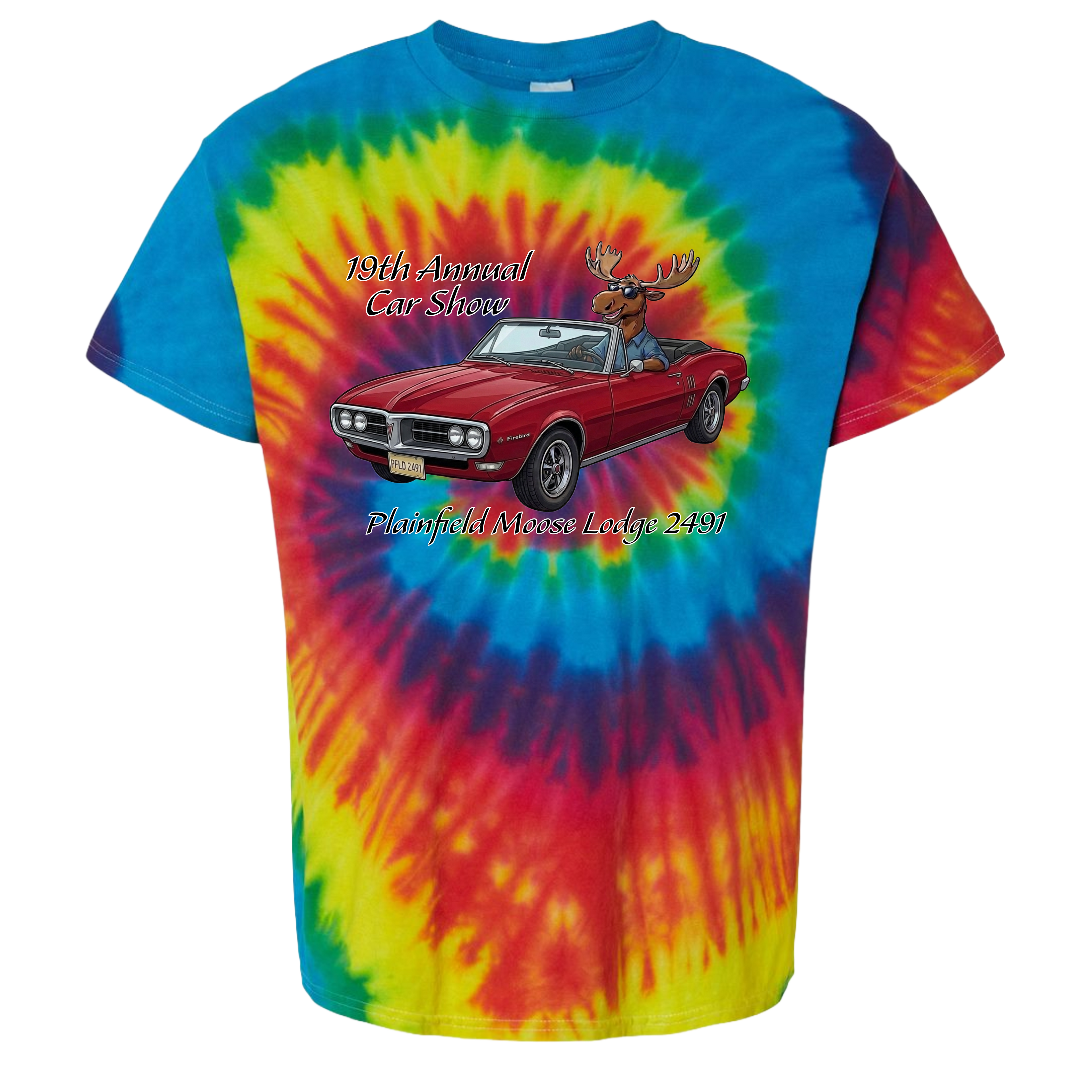 2026 Car Show Firebird Tie Dyed Short Sleeve T-Shirt