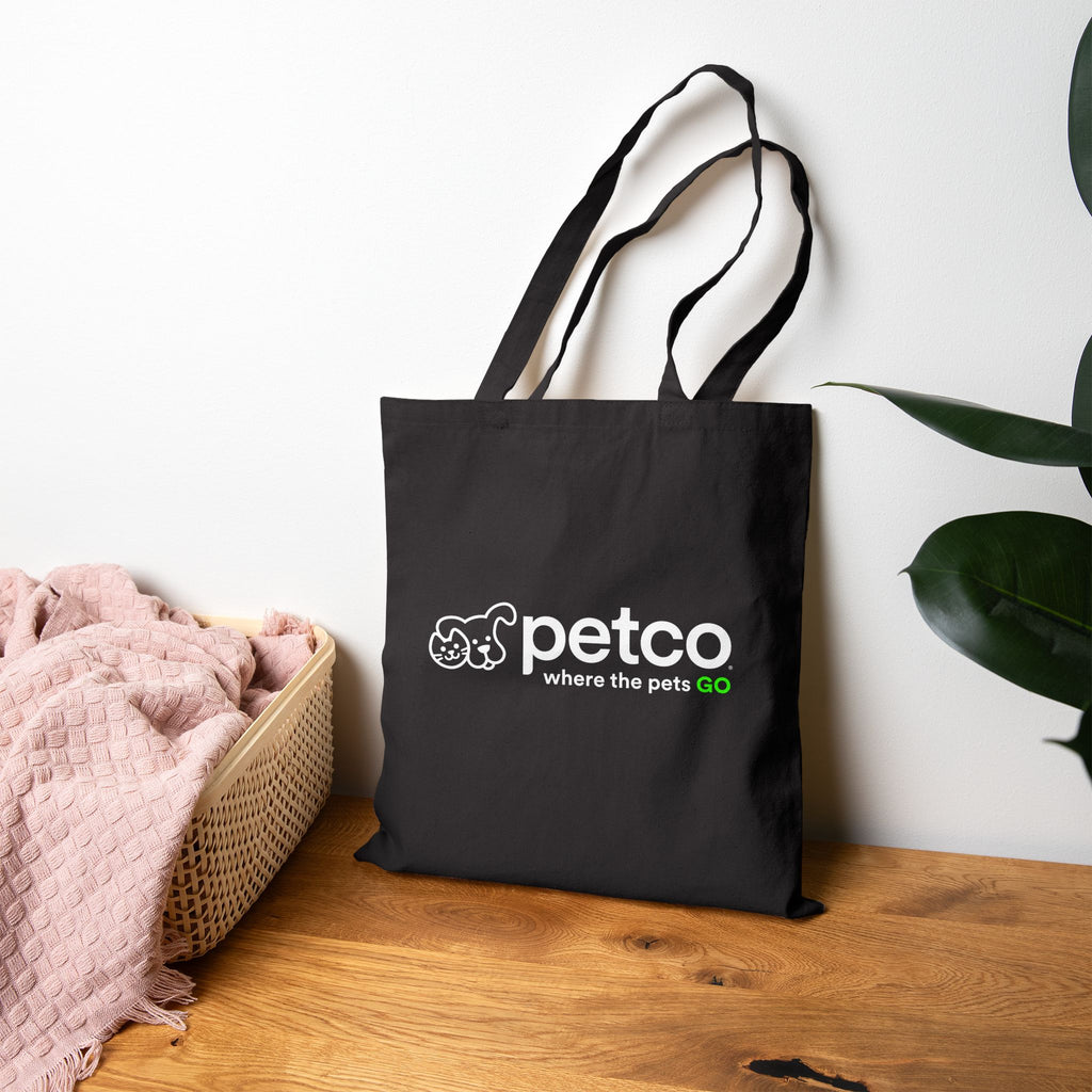 Petco "Where the Pets GO" Cotton Canvas  Black Tote Bag