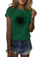 Cicy Bell Women's T Shirts Short Sleeve Tees Sunflower Graphic Loose Summer Tops