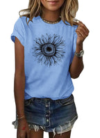 Cicy Bell Women's T Shirts Short Sleeve Tees Sunflower Graphic Loose Summer Tops