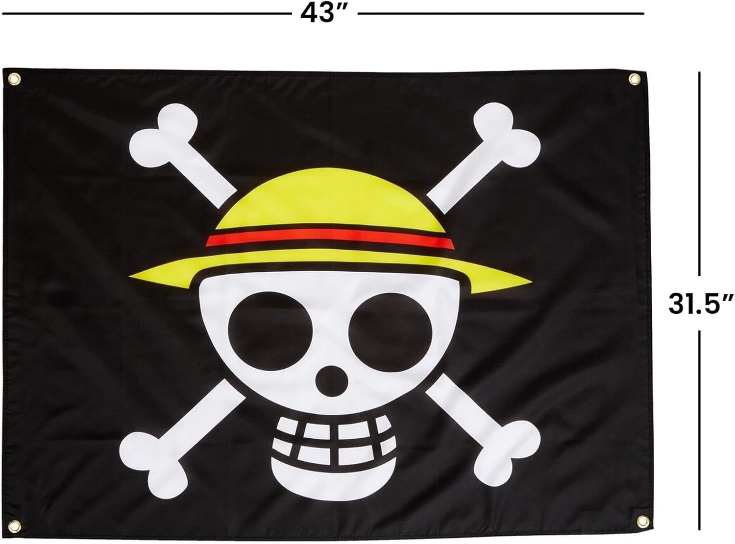 GE Animation GE-6468 One Piece Luffy's Straw Hat Pirate Flag Multi-colored, 31"