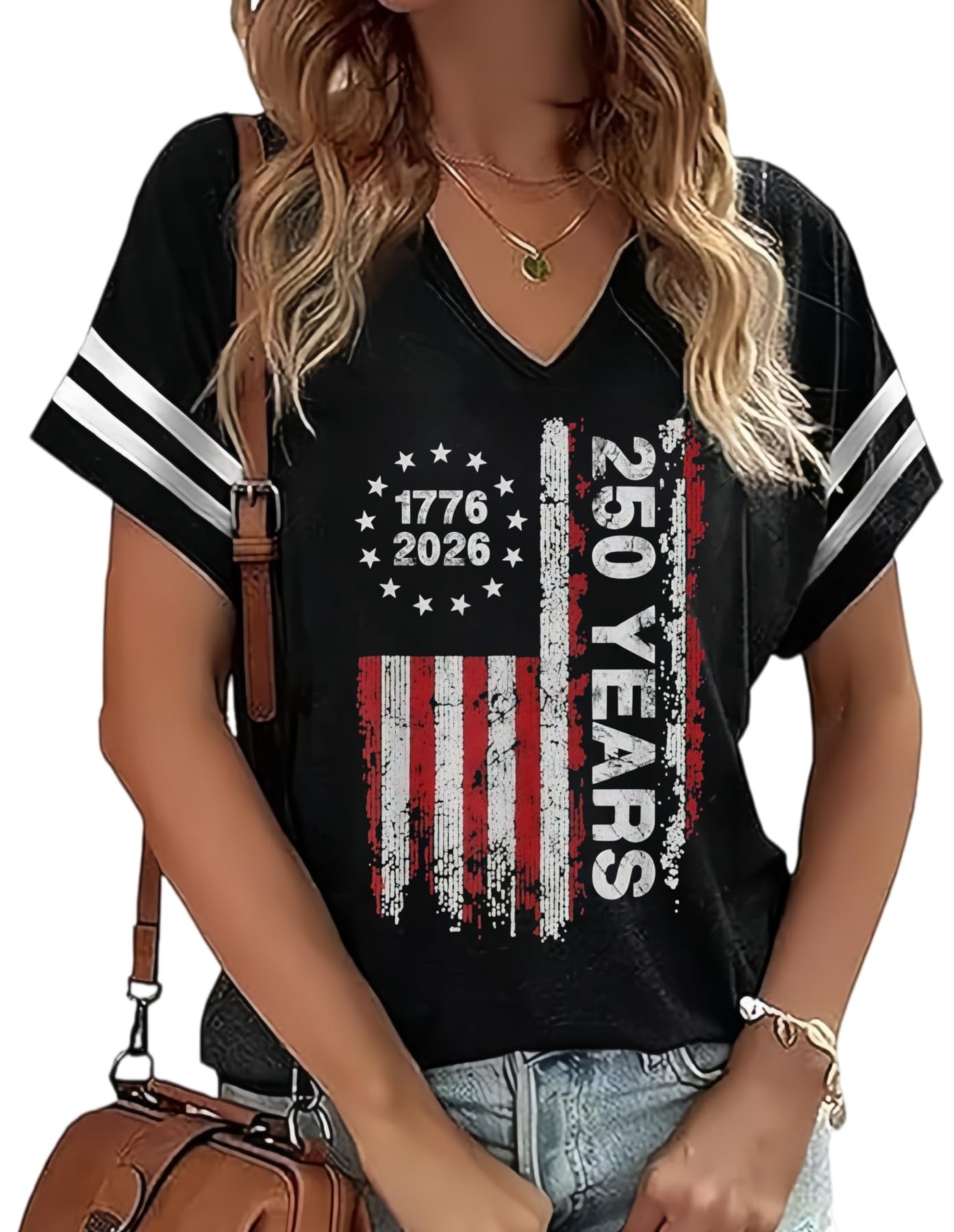 American Flag Shirts Women 4th of July V-Neck Short Sleeve Patriotic T-Shirt Memorial Day Graphic Tee Independence Day Tops