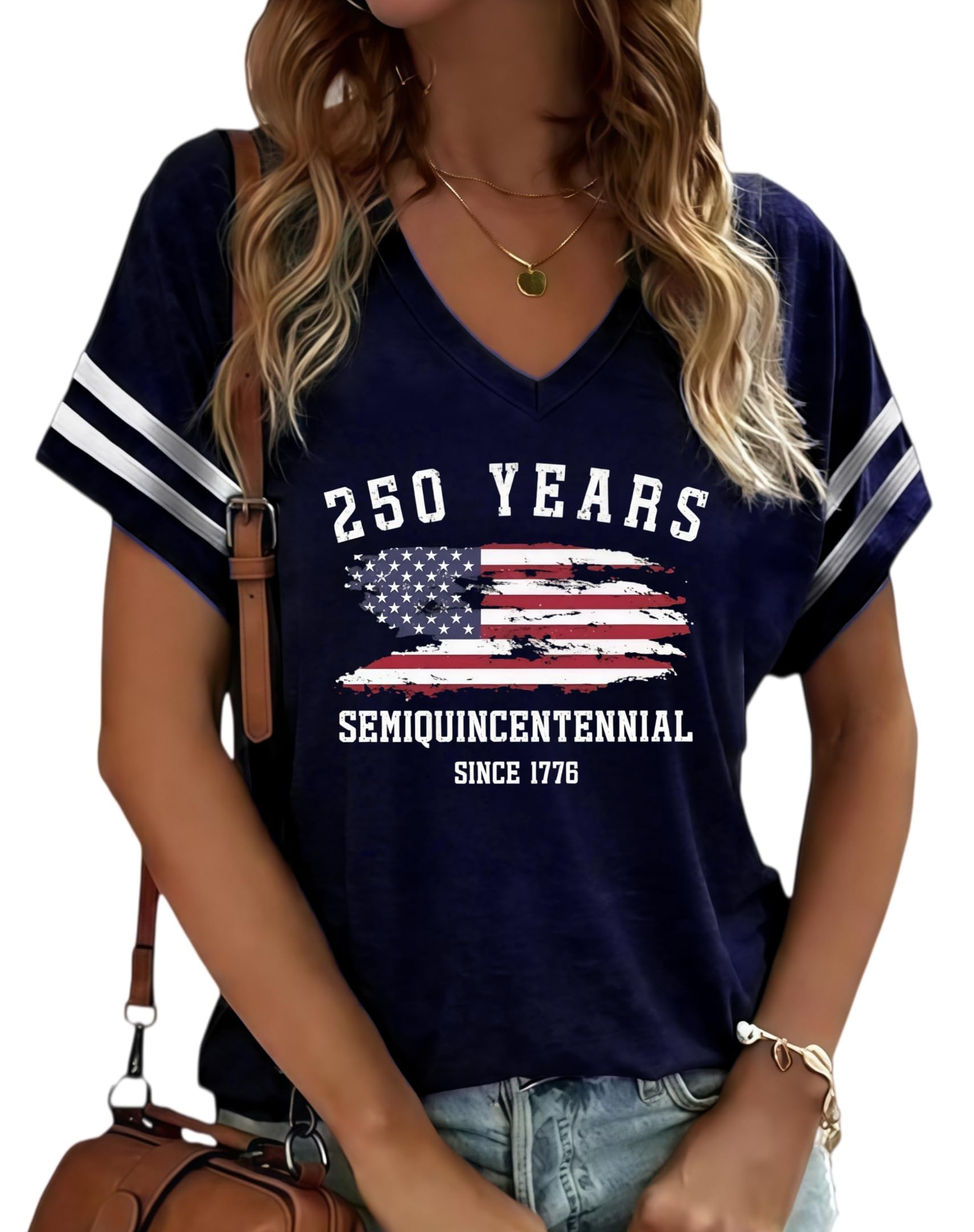 American Flag Shirts Women 4th of July V-Neck Short Sleeve Patriotic T-Shirt Memorial Day Graphic Tee Independence Day Tops