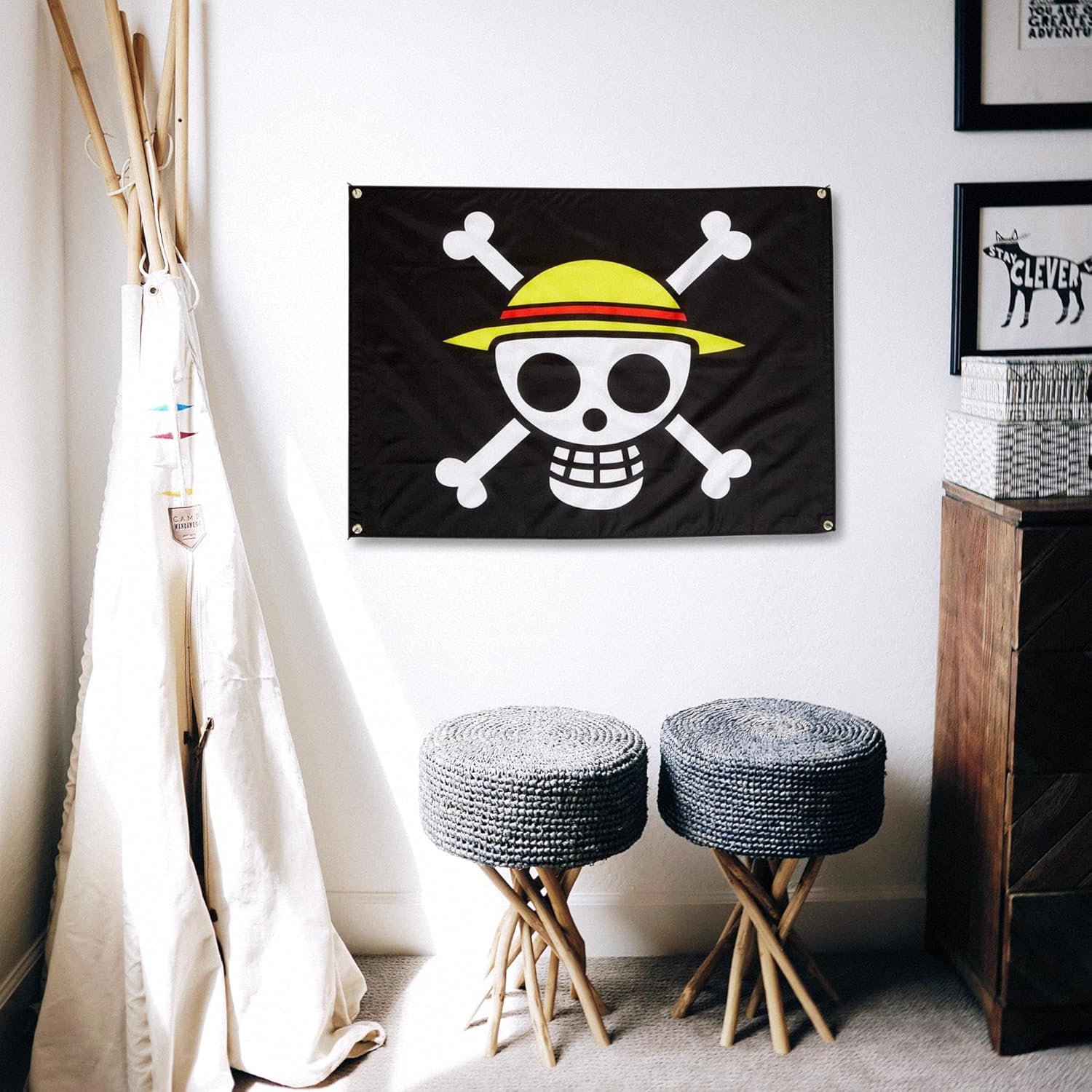 GE Animation GE-6468 One Piece Luffy's Straw Hat Pirate Flag Multi-colored, 31"