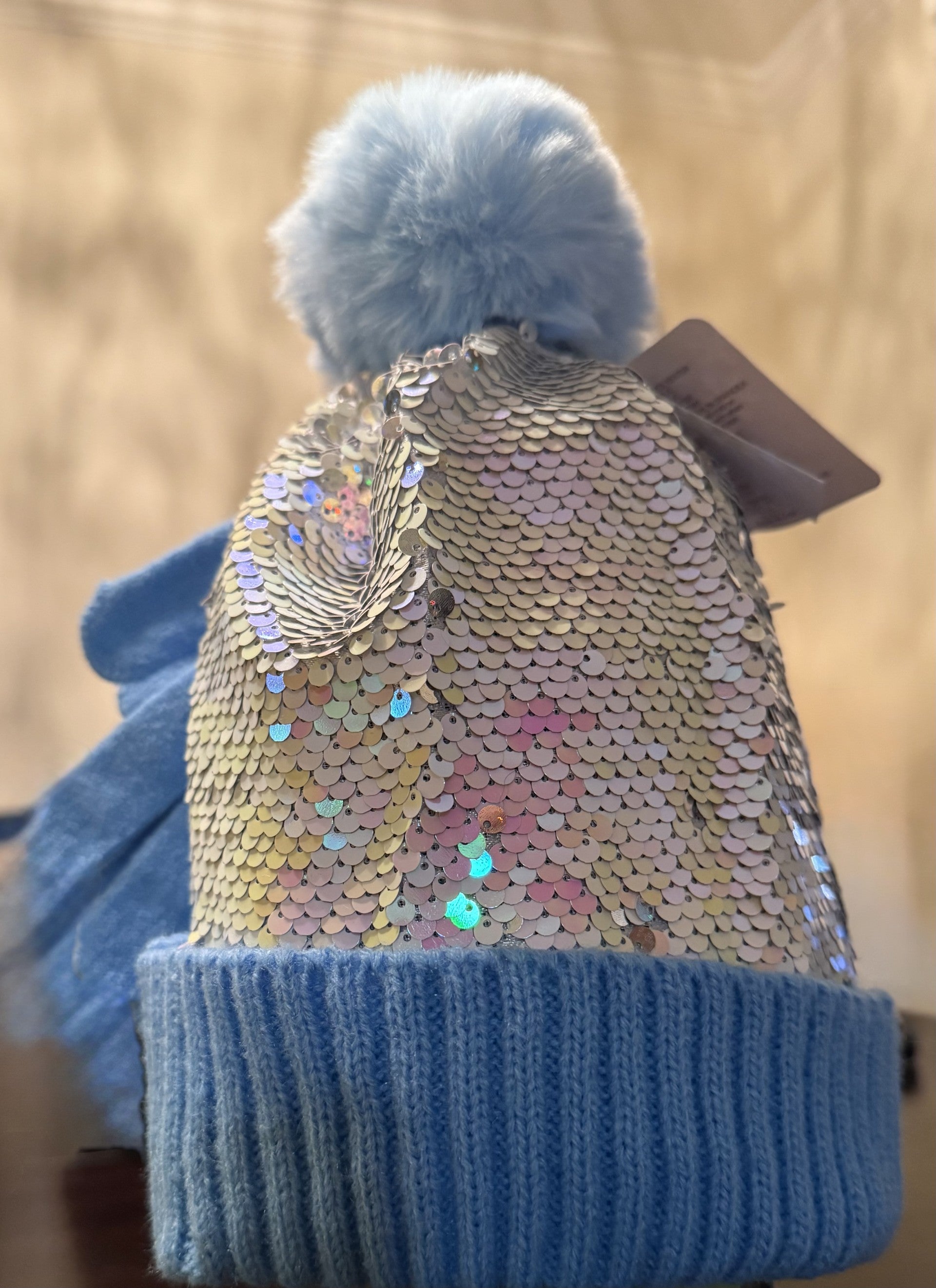 Kids Blue Beanie with Matching Gloves