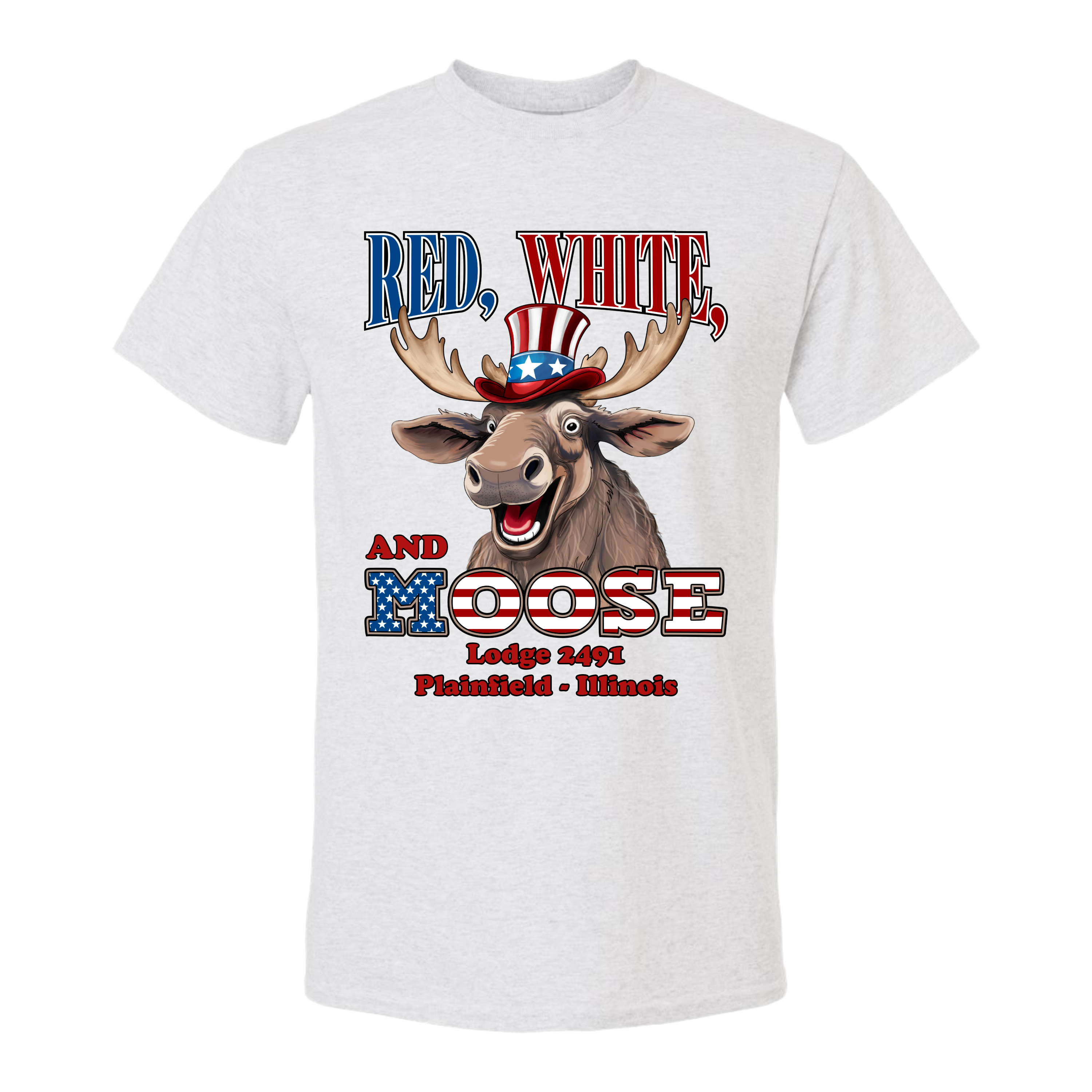 Lodge 2491 - Red, White, and Moose T-Shirt
