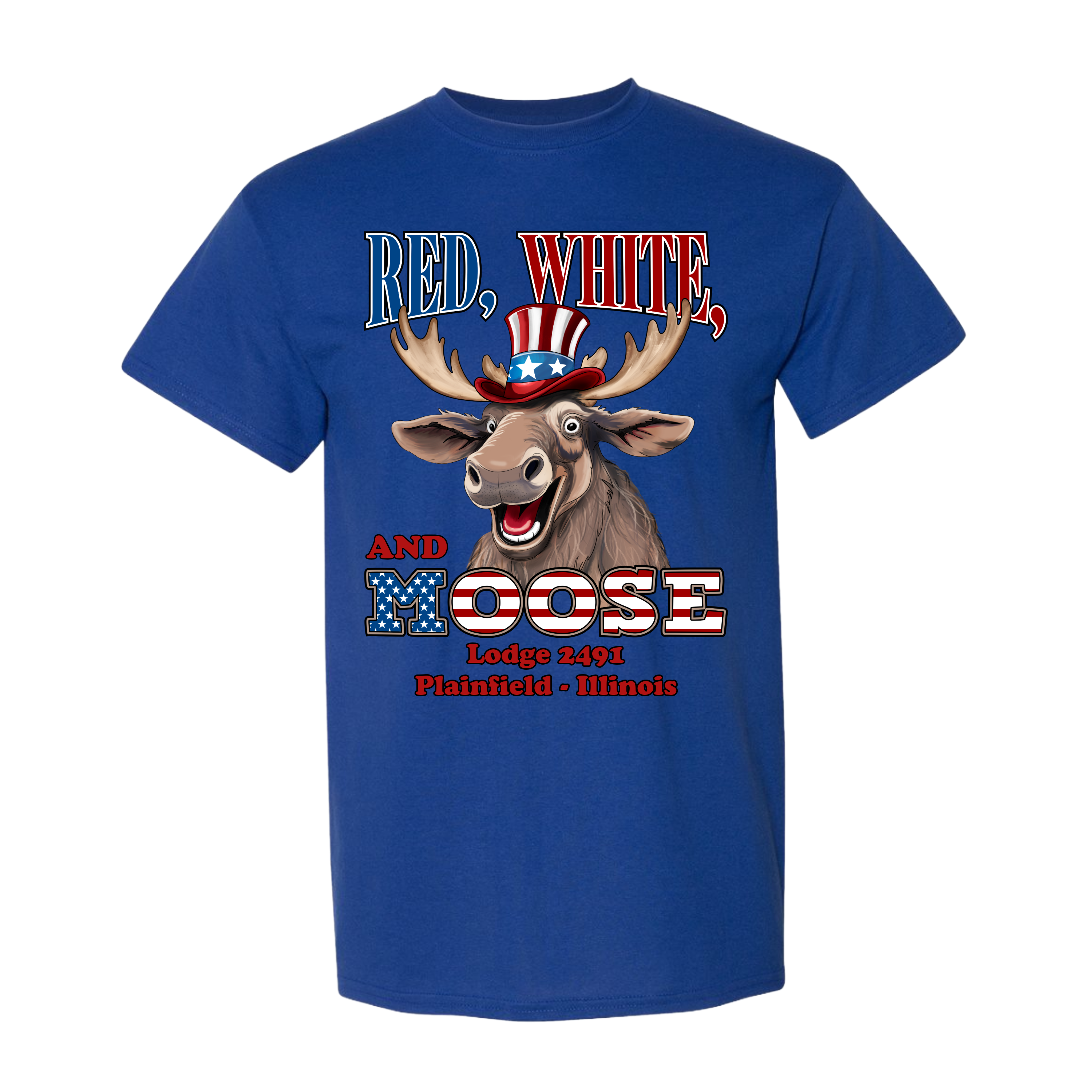 Lodge 2491 - Red, White, and Moose T-Shirt