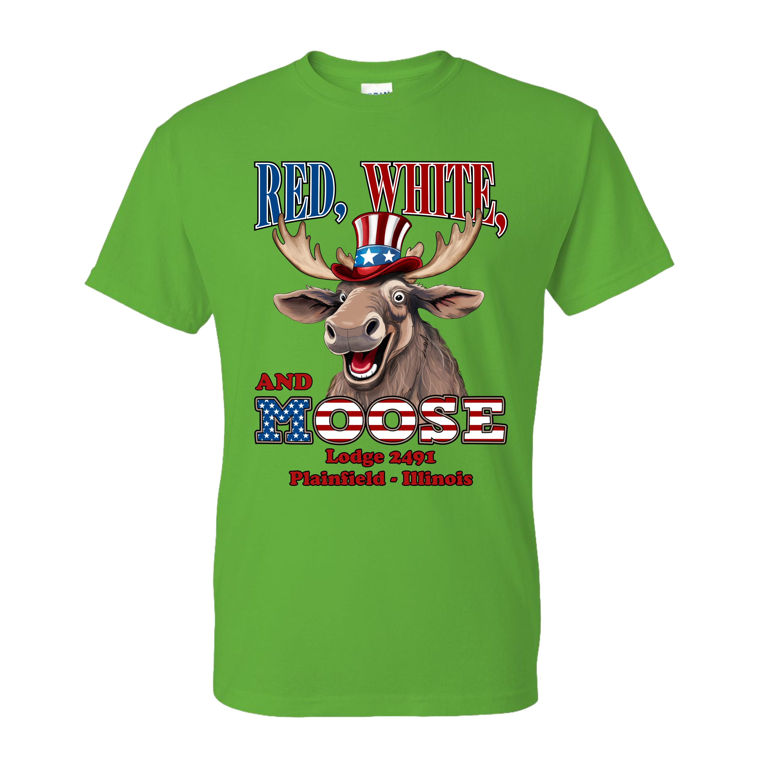 Lodge 2491 - Red, White, and Moose T-Shirt