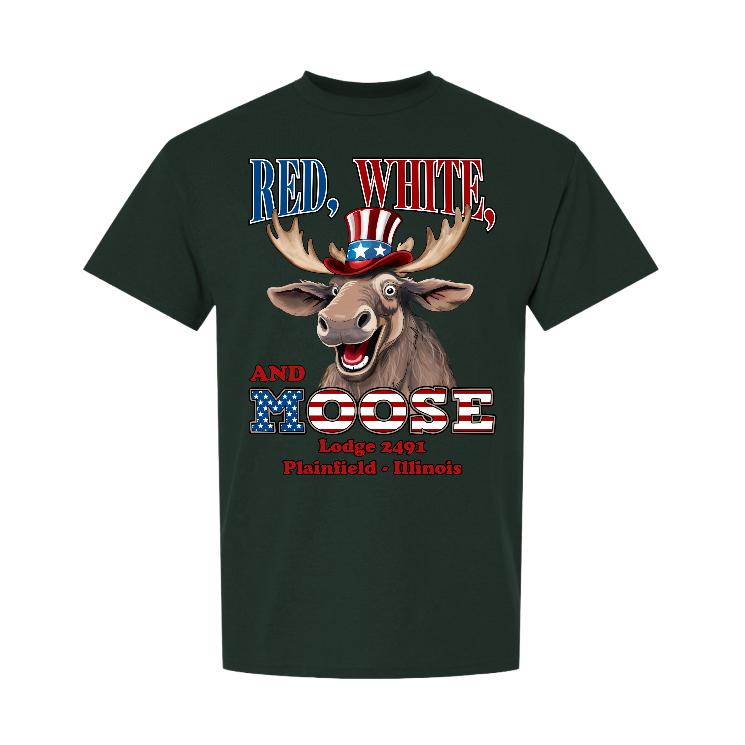 Lodge 2491 - Red, White, and Moose T-Shirt