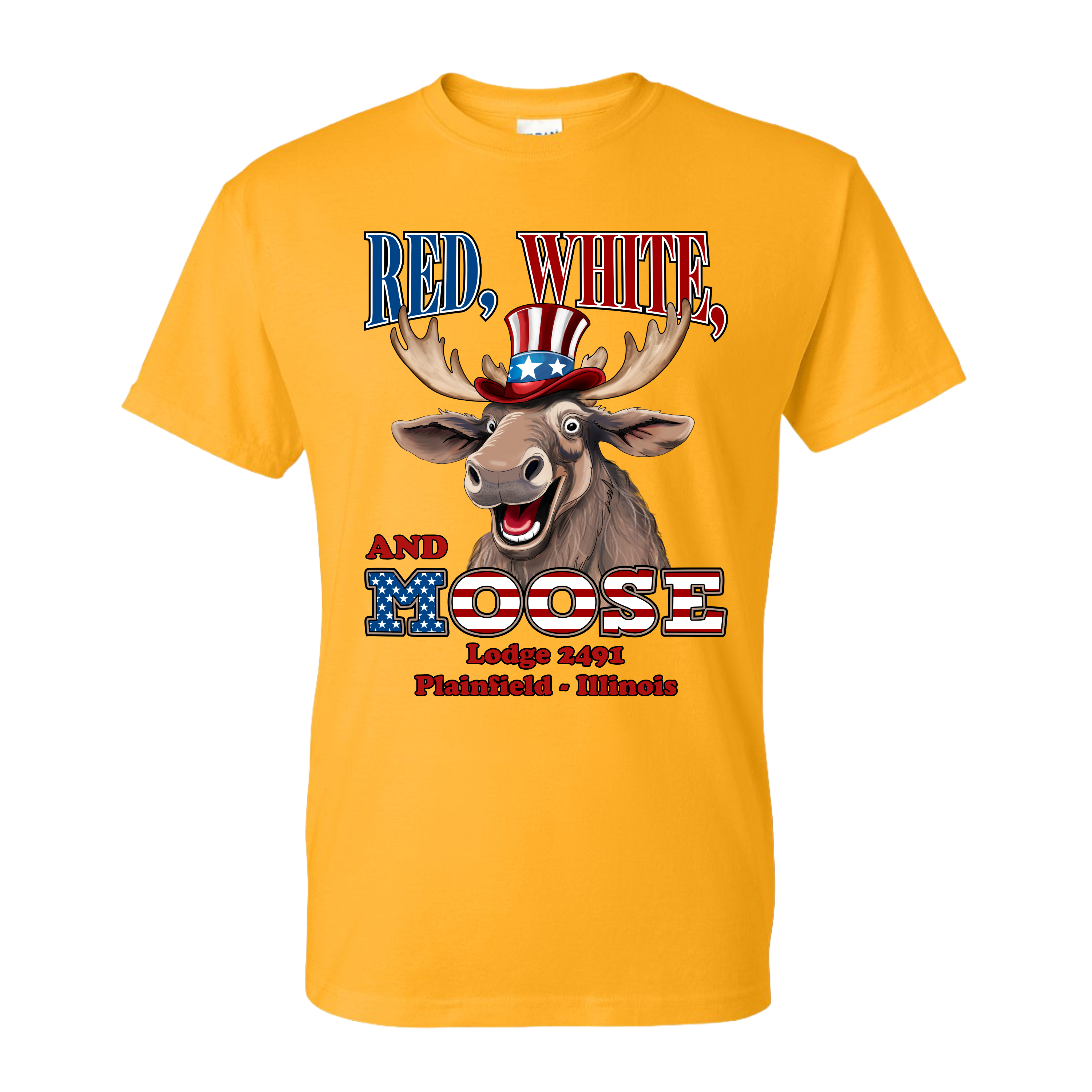 Lodge 2491 - Red, White, and Moose T-Shirt