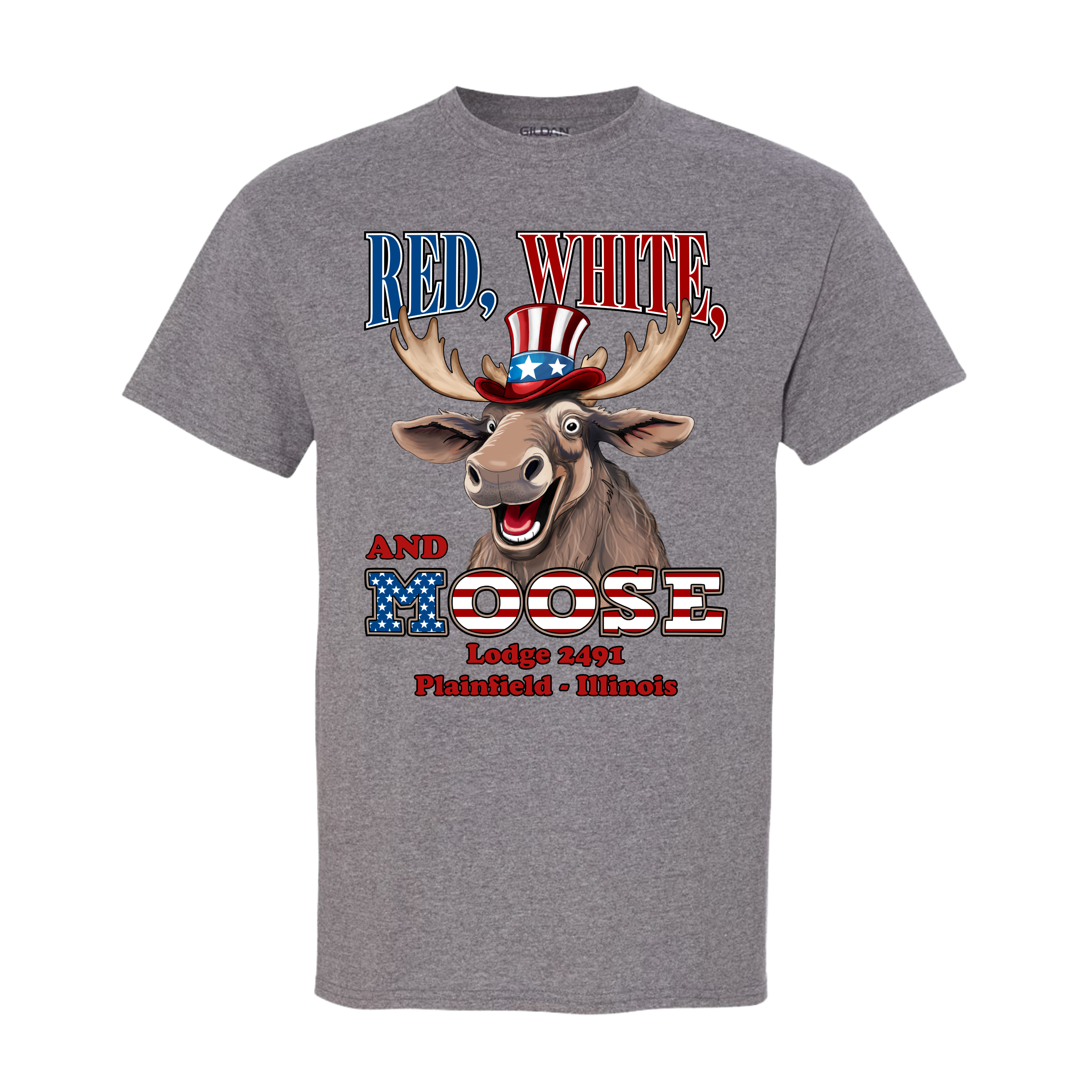 Lodge 2491 - Red, White, and Moose T-Shirt