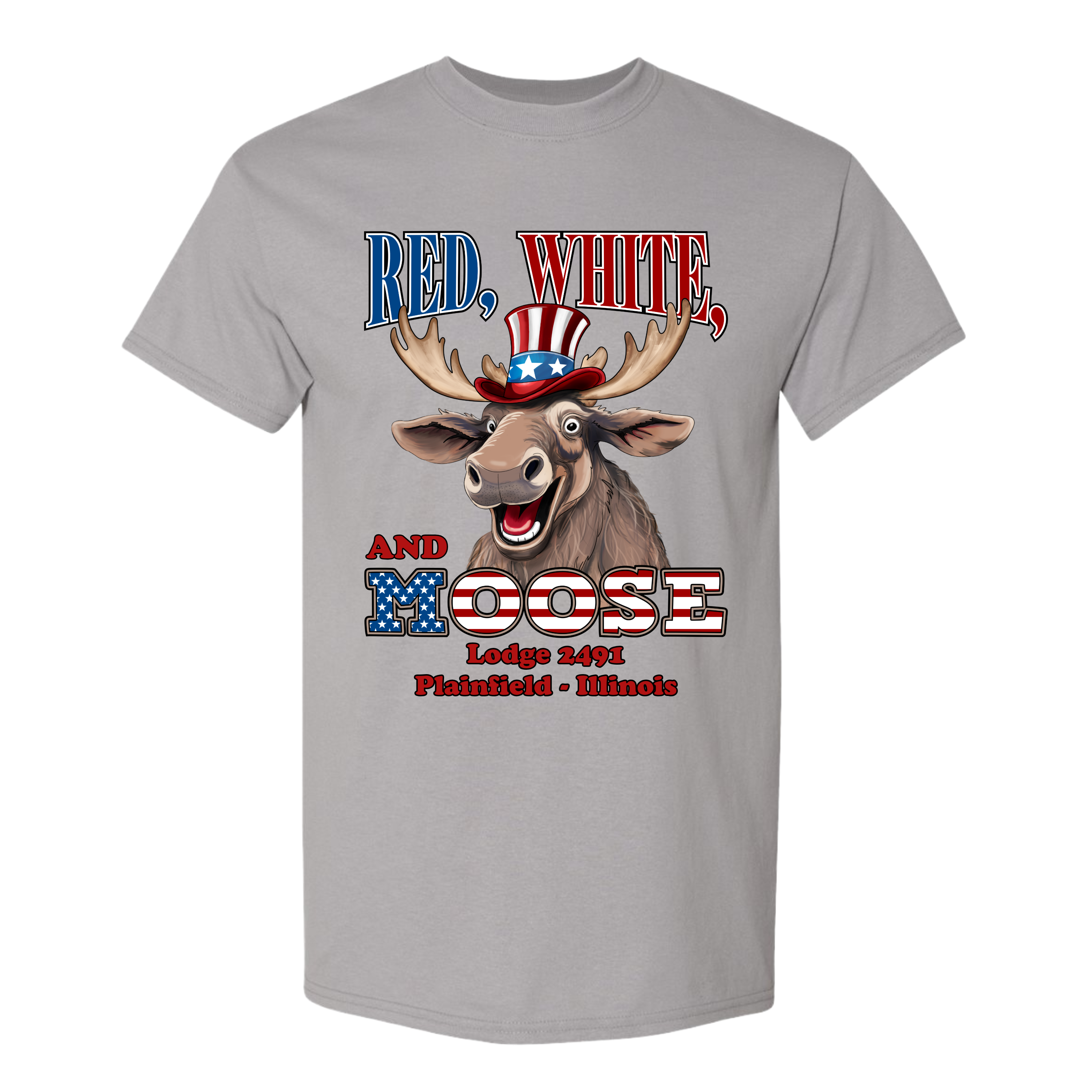 Lodge 2491 - Red, White, and Moose T-Shirt