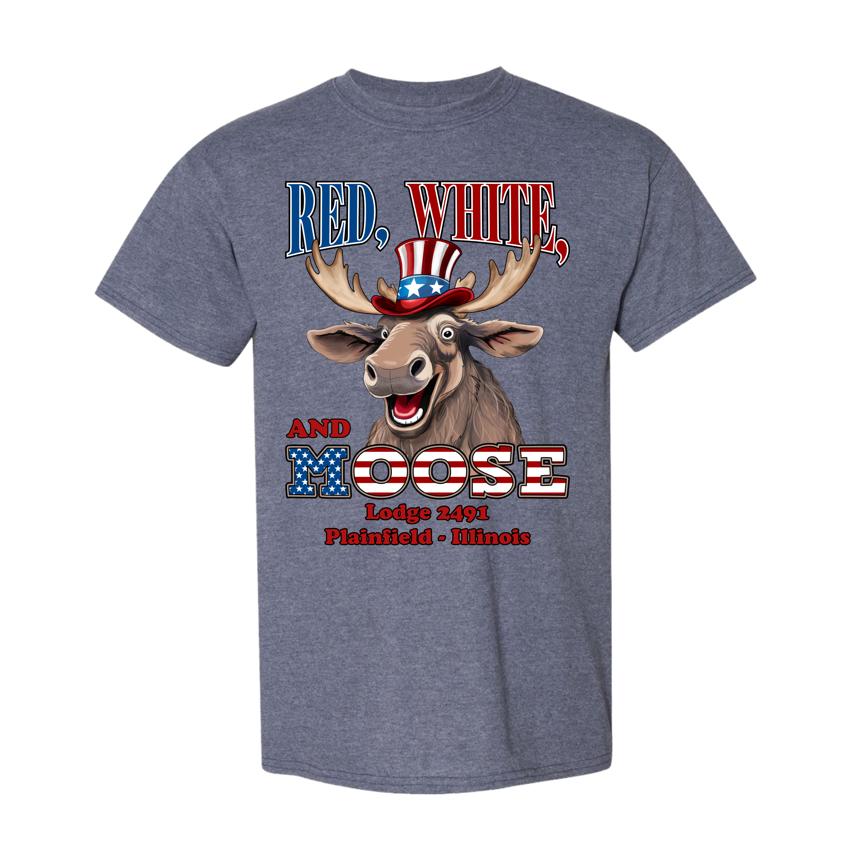 Lodge 2491 - Red, White, and Moose T-Shirt