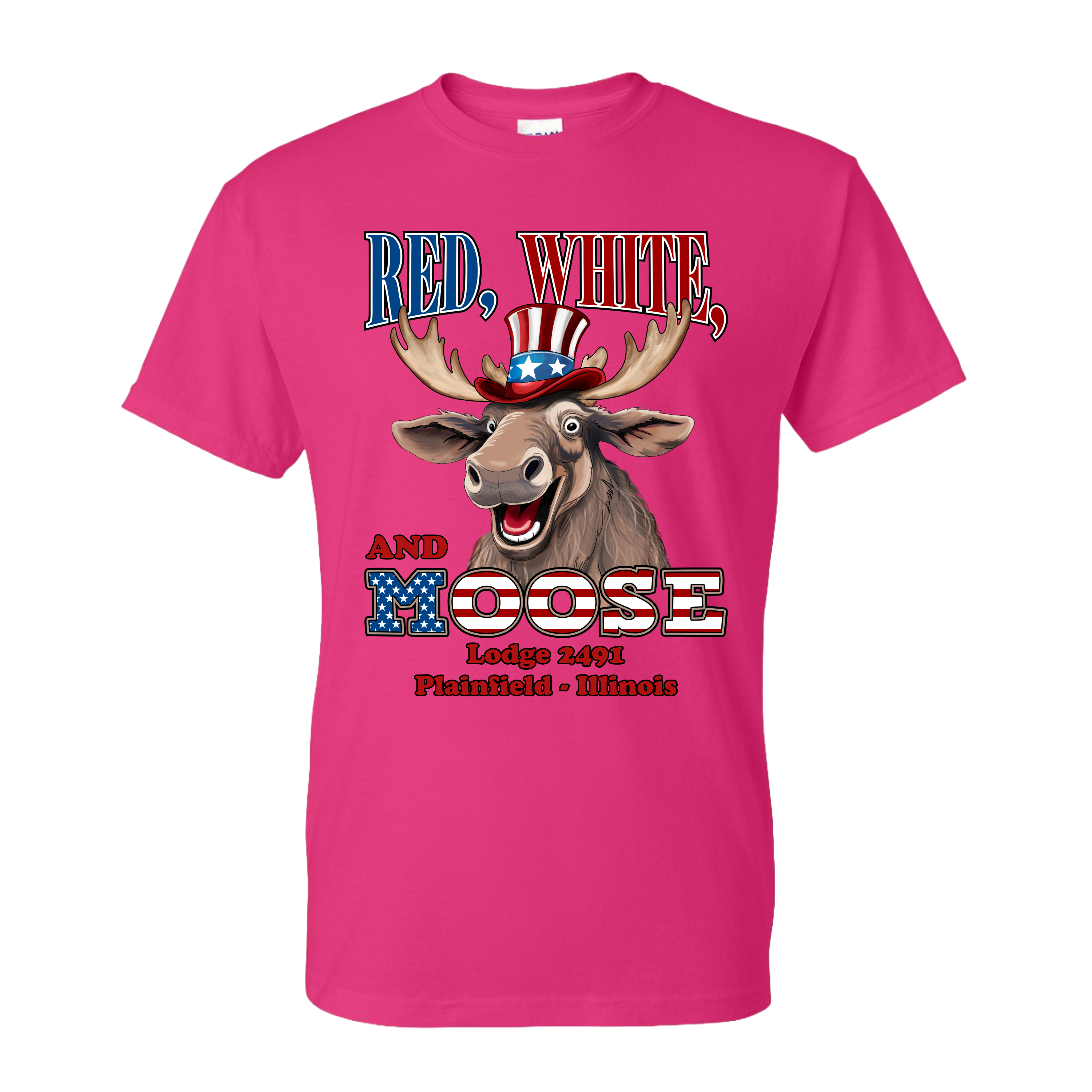 Lodge 2491 - Red, White, and Moose T-Shirt