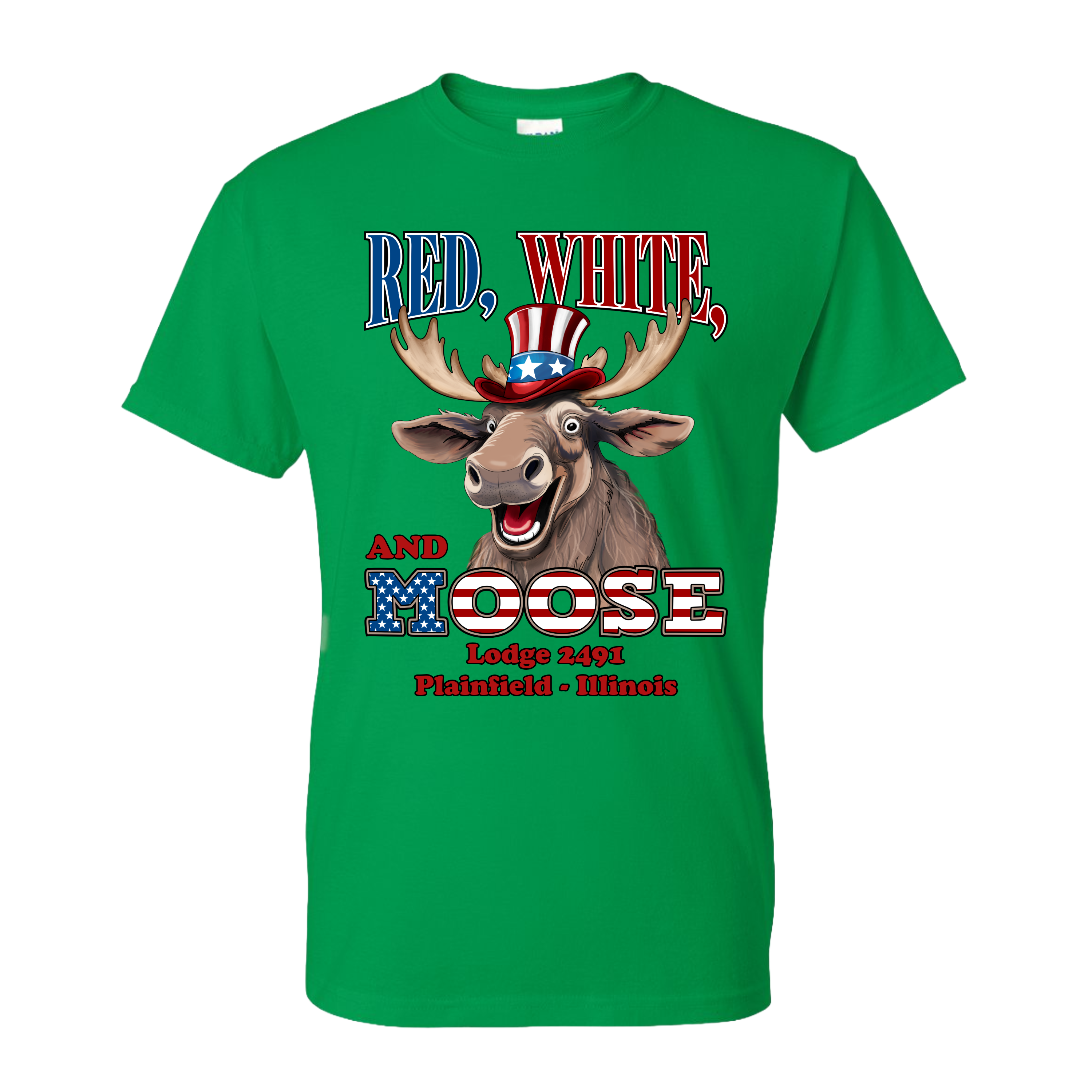 Lodge 2491 - Red, White, and Moose T-Shirt