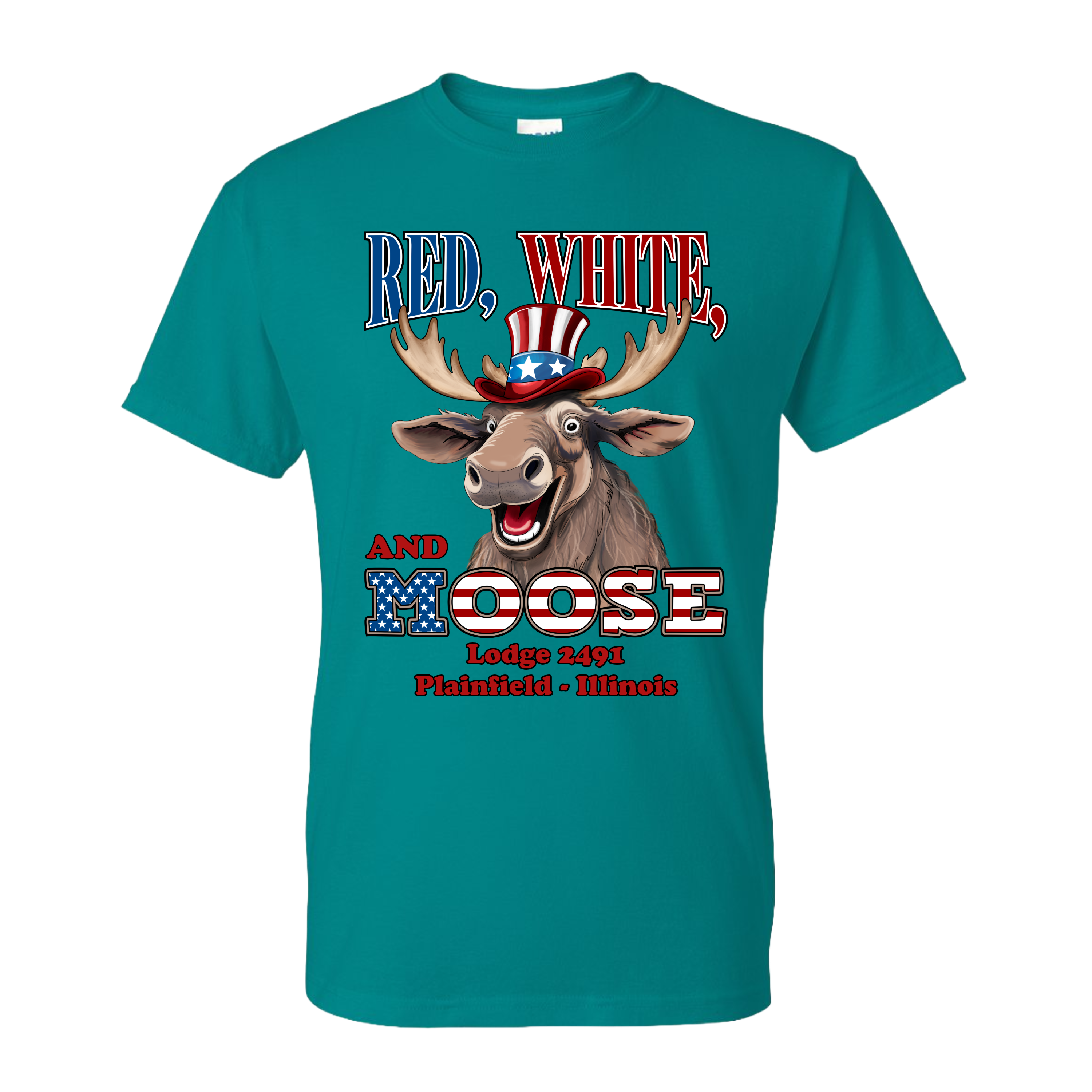 Lodge 2491 - Red, White, and Moose T-Shirt