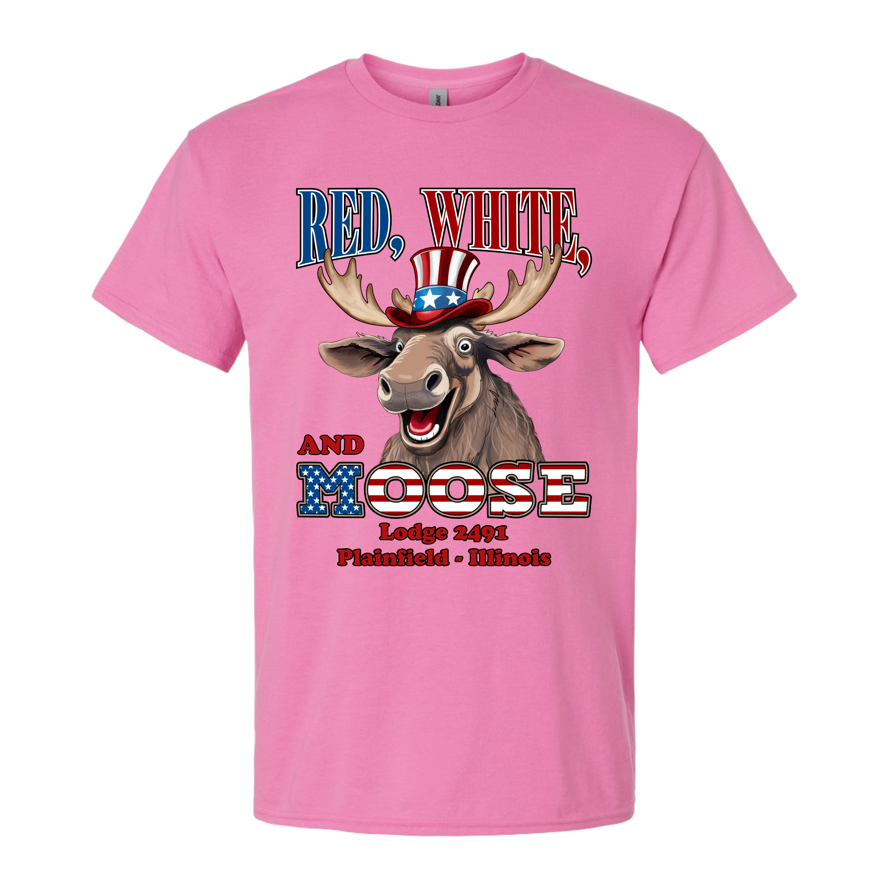 Lodge 2491 - Red, White, and Moose T-Shirt