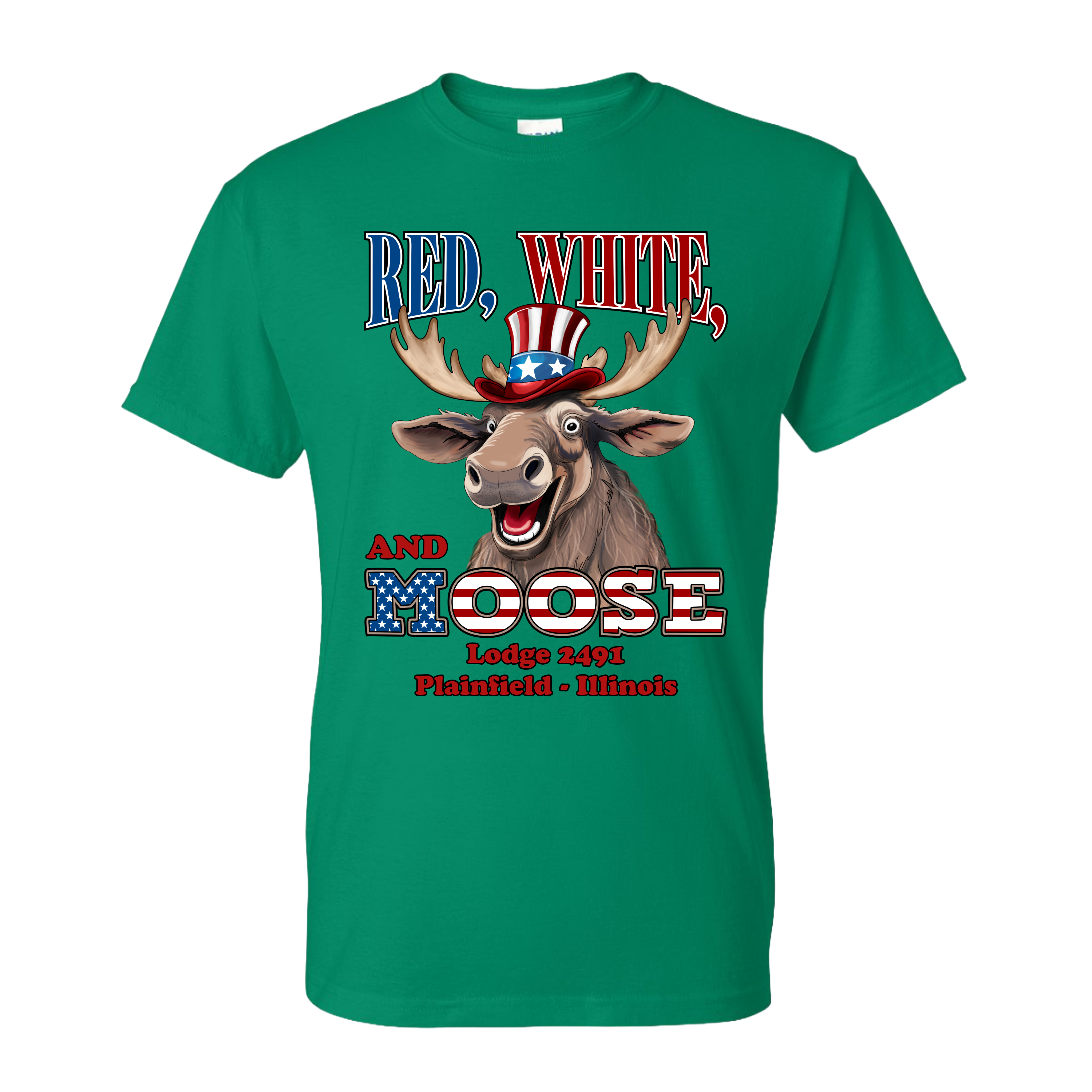 Lodge 2491 - Red, White, and Moose T-Shirt