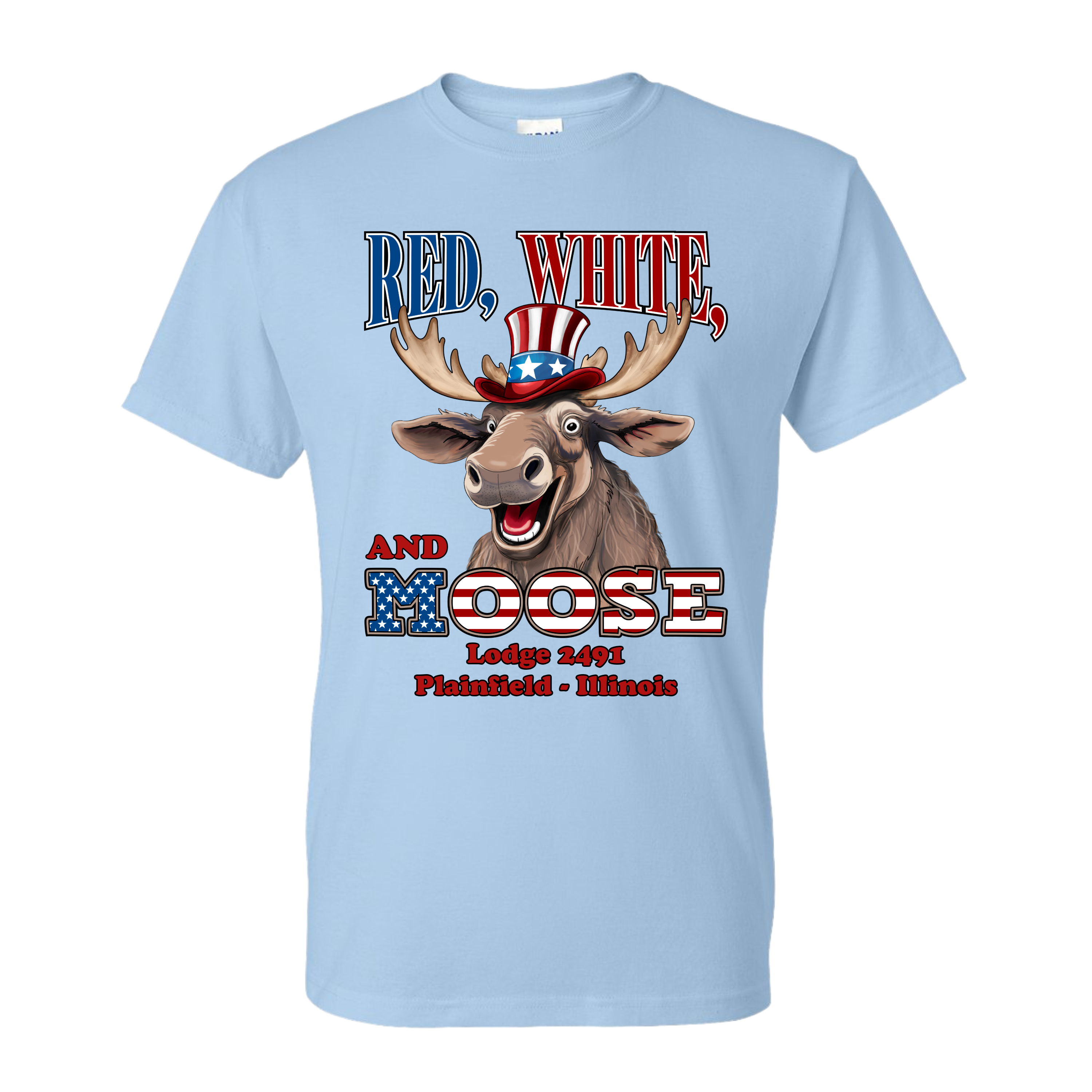 Lodge 2491 - Red, White, and Moose T-Shirt