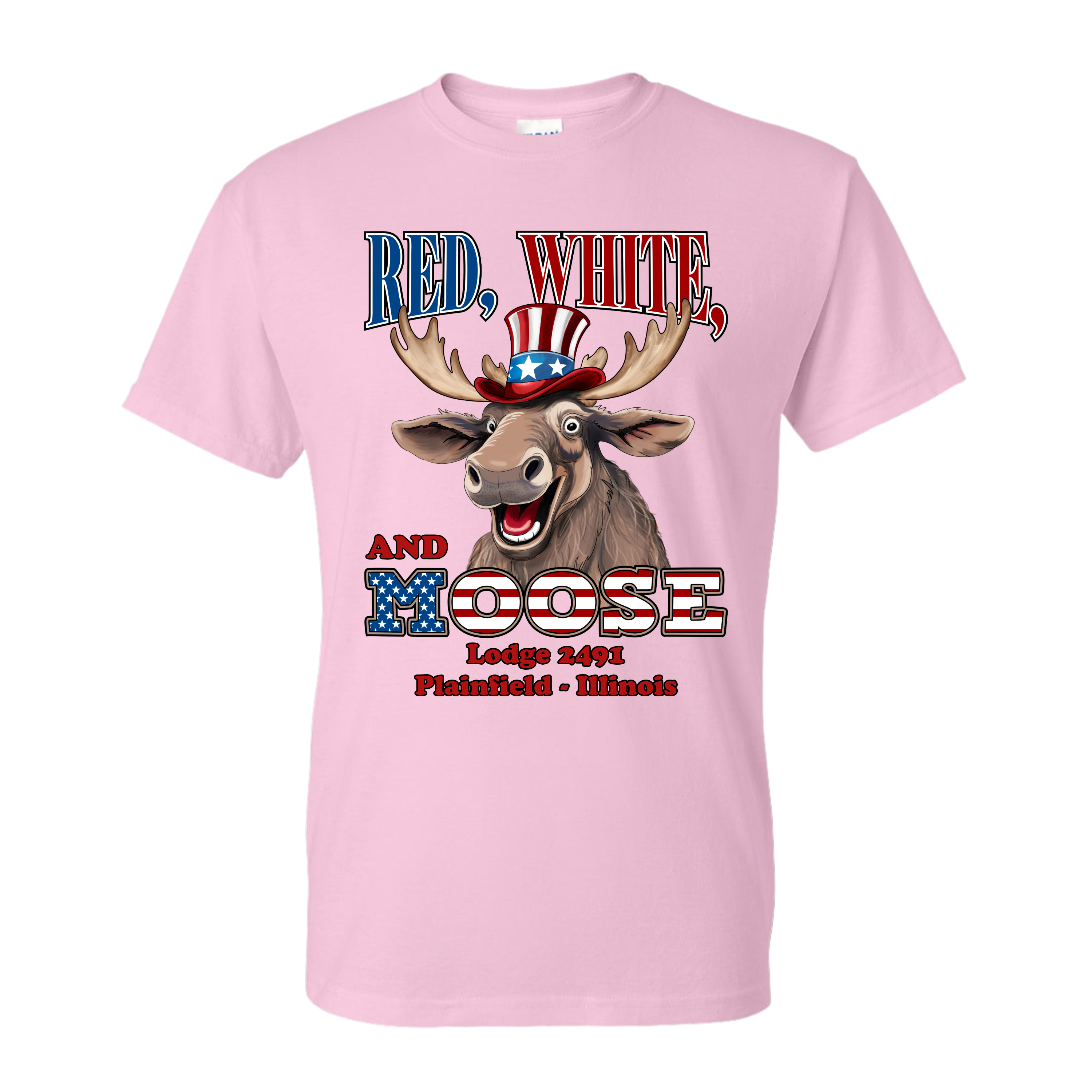 Lodge 2491 - Red, White, and Moose T-Shirt