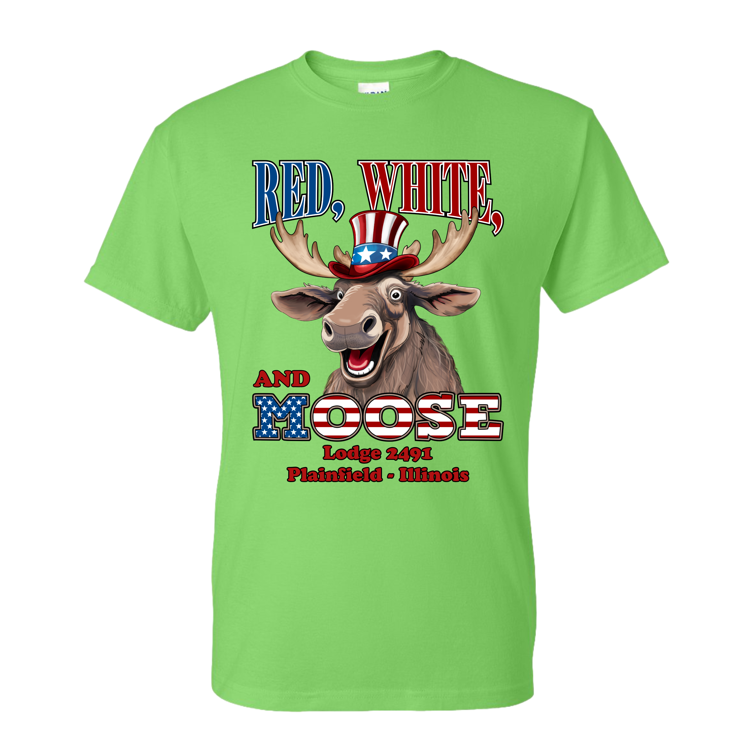 Lodge 2491 - Red, White, and Moose T-Shirt