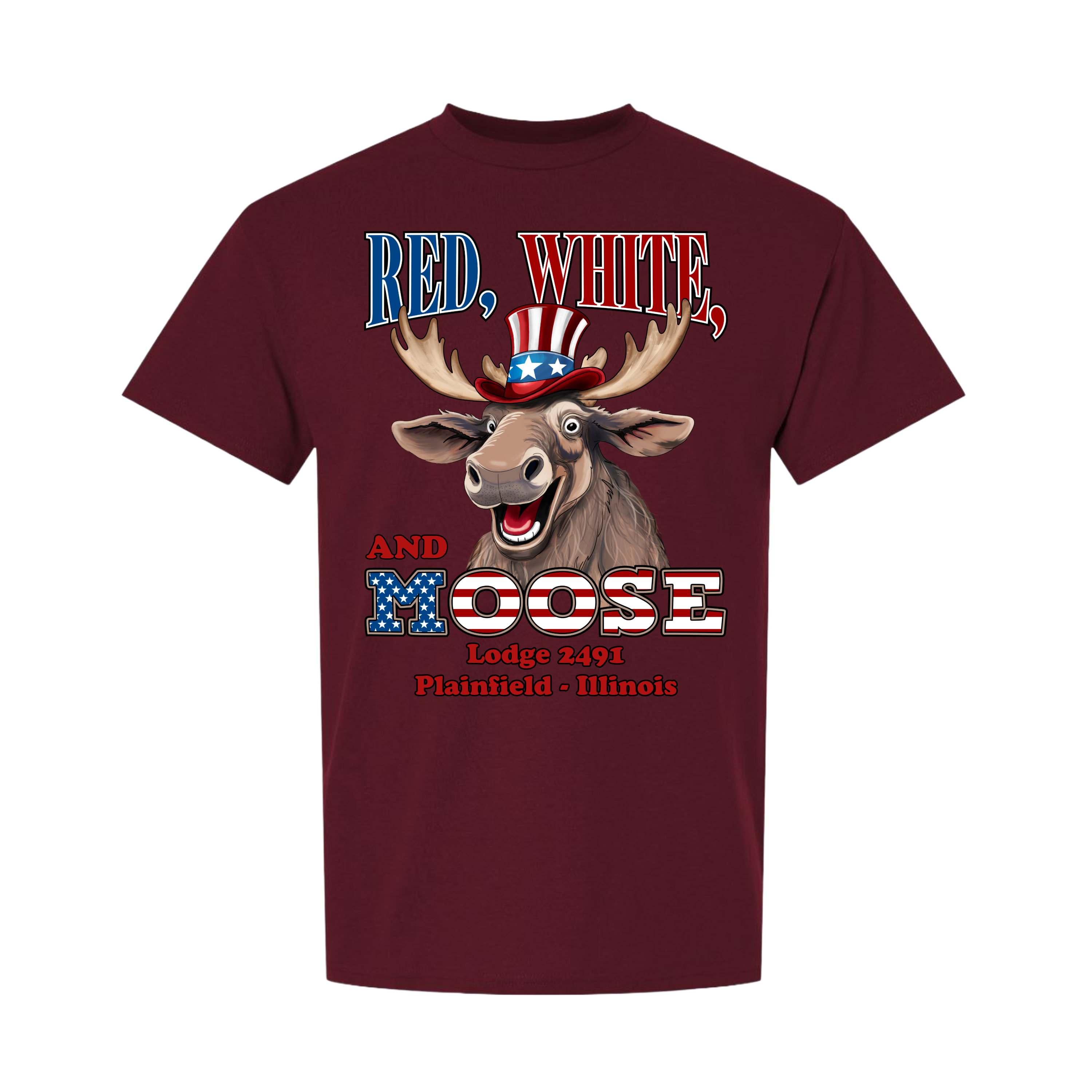 Lodge 2491 - Red, White, and Moose T-Shirt