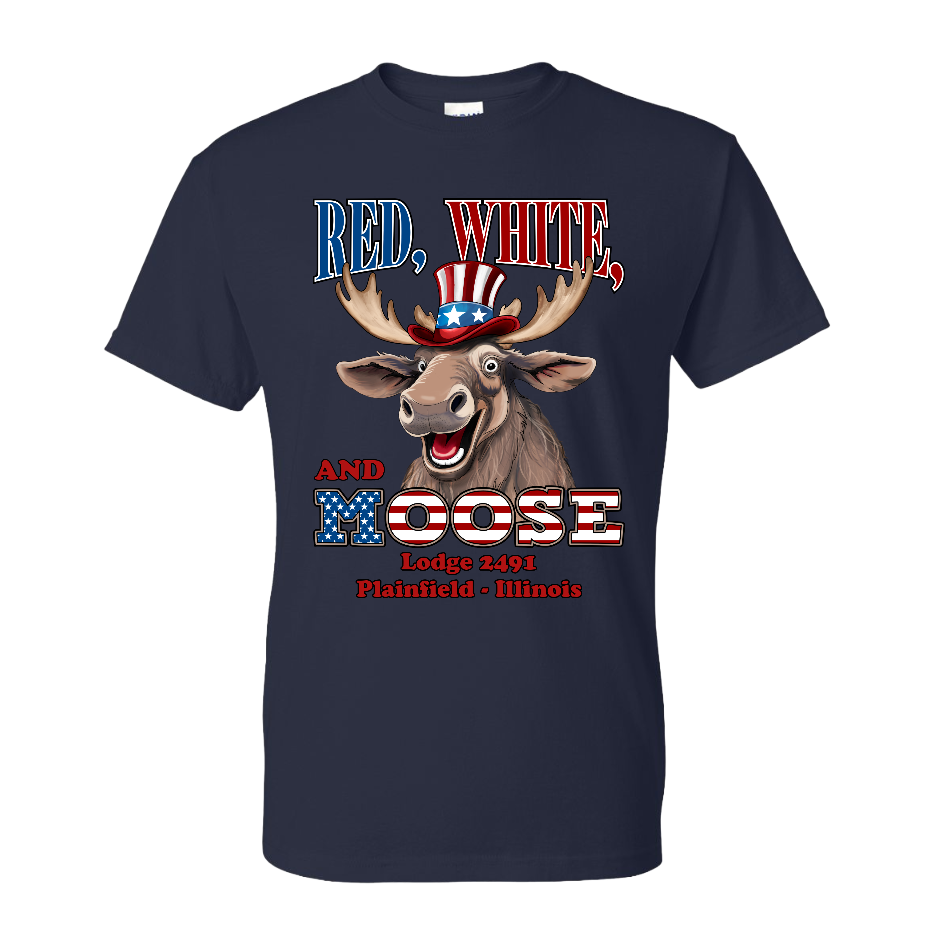 Lodge 2491 - Red, White, and Moose T-Shirt
