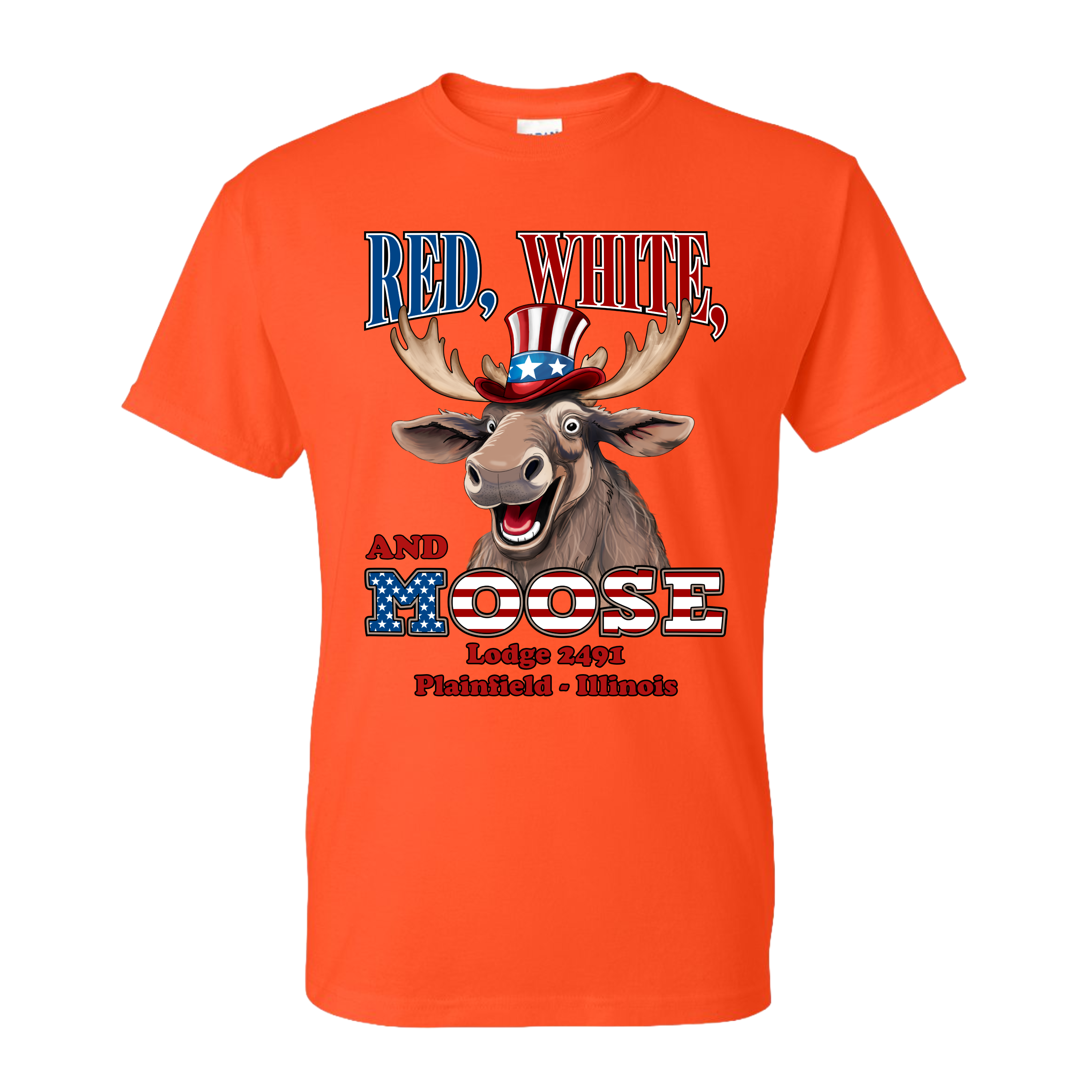 Lodge 2491 - Red, White, and Moose T-Shirt