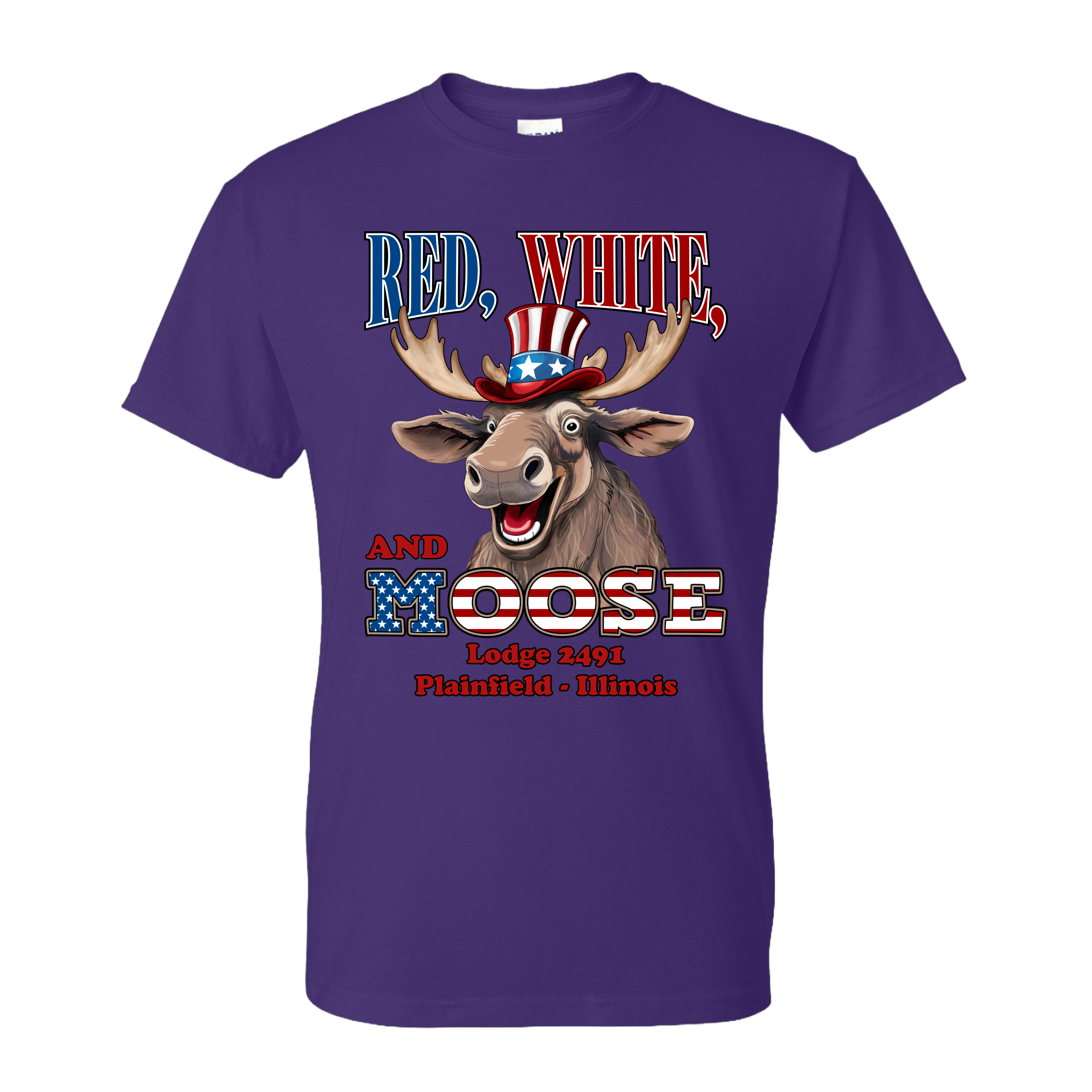 Lodge 2491 - Red, White, and Moose T-Shirt