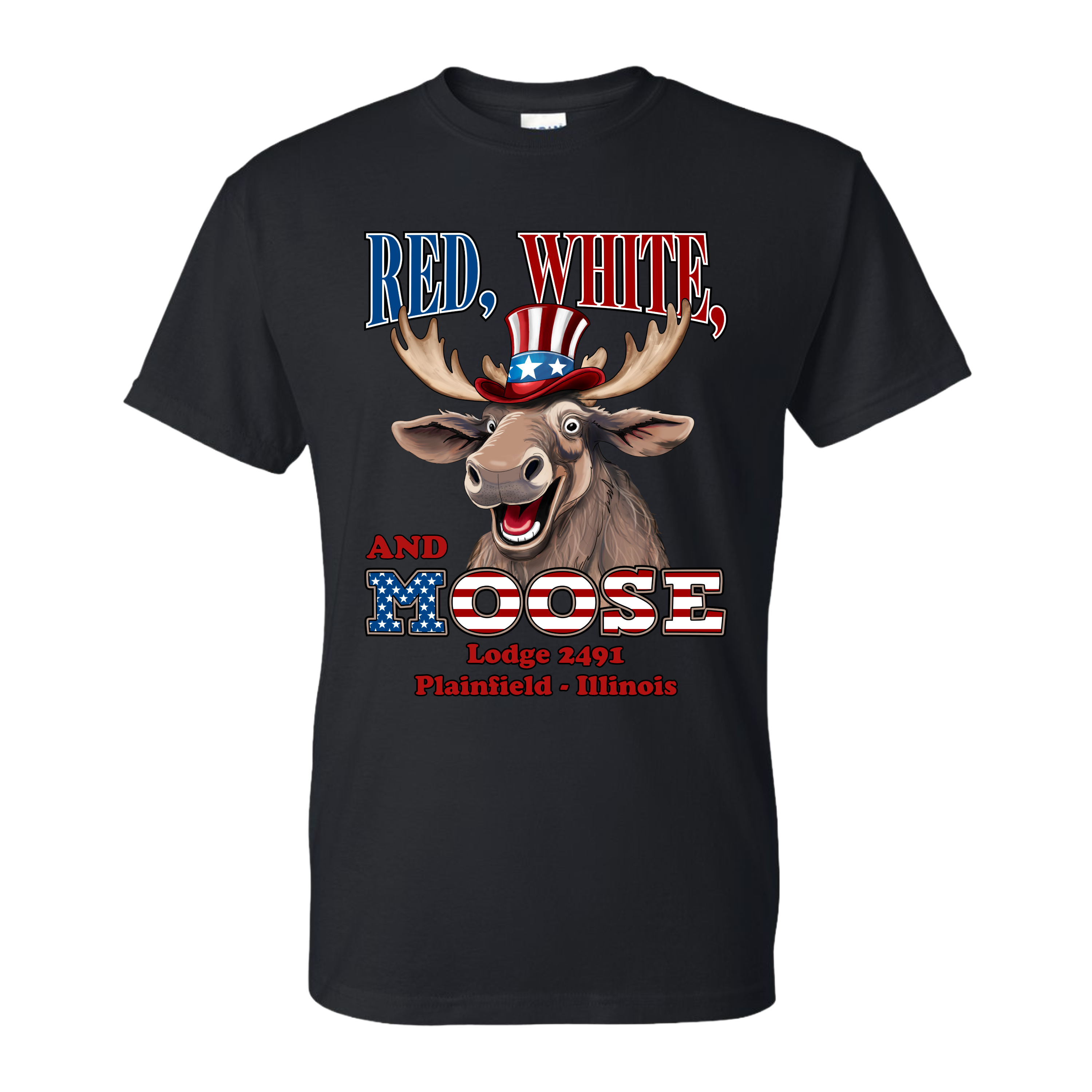 Lodge 2491 - Red, White, and Moose T-Shirt