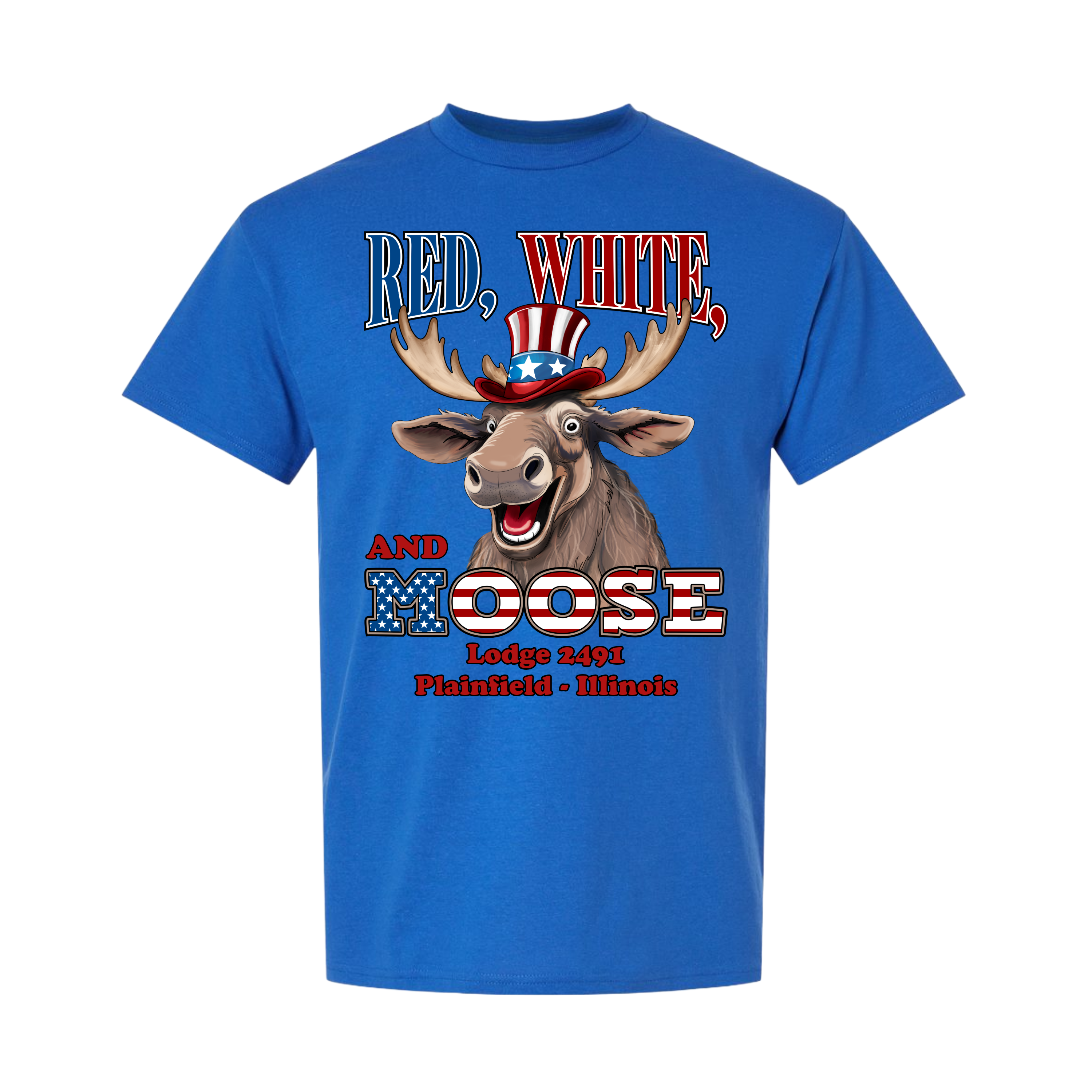 Lodge 2491 - Red, White, and Moose T-Shirt