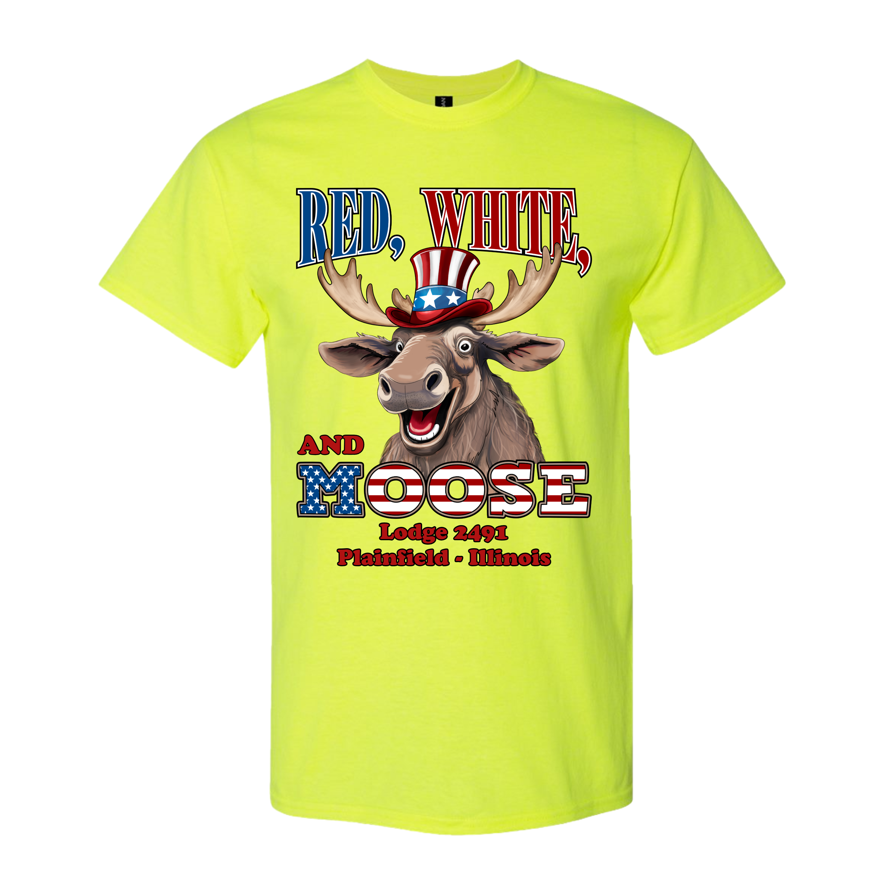 Lodge 2491 - Red, White, and Moose T-Shirt
