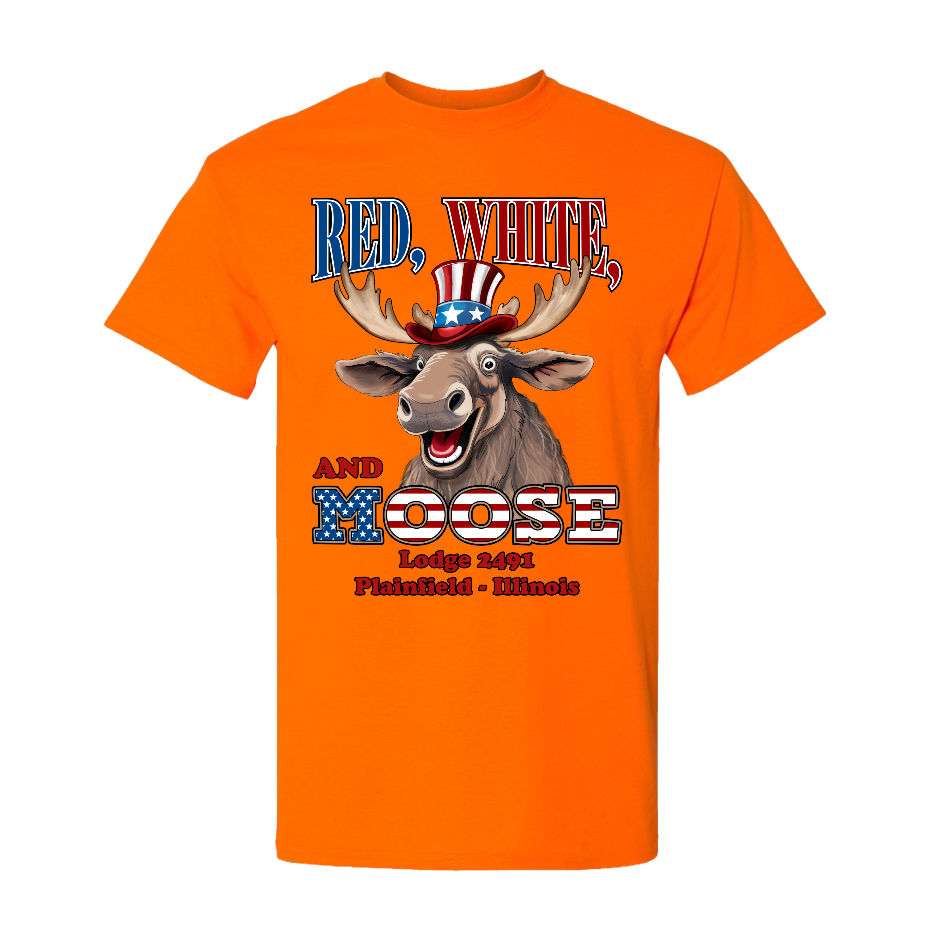 Lodge 2491 - Red, White, and Moose T-Shirt