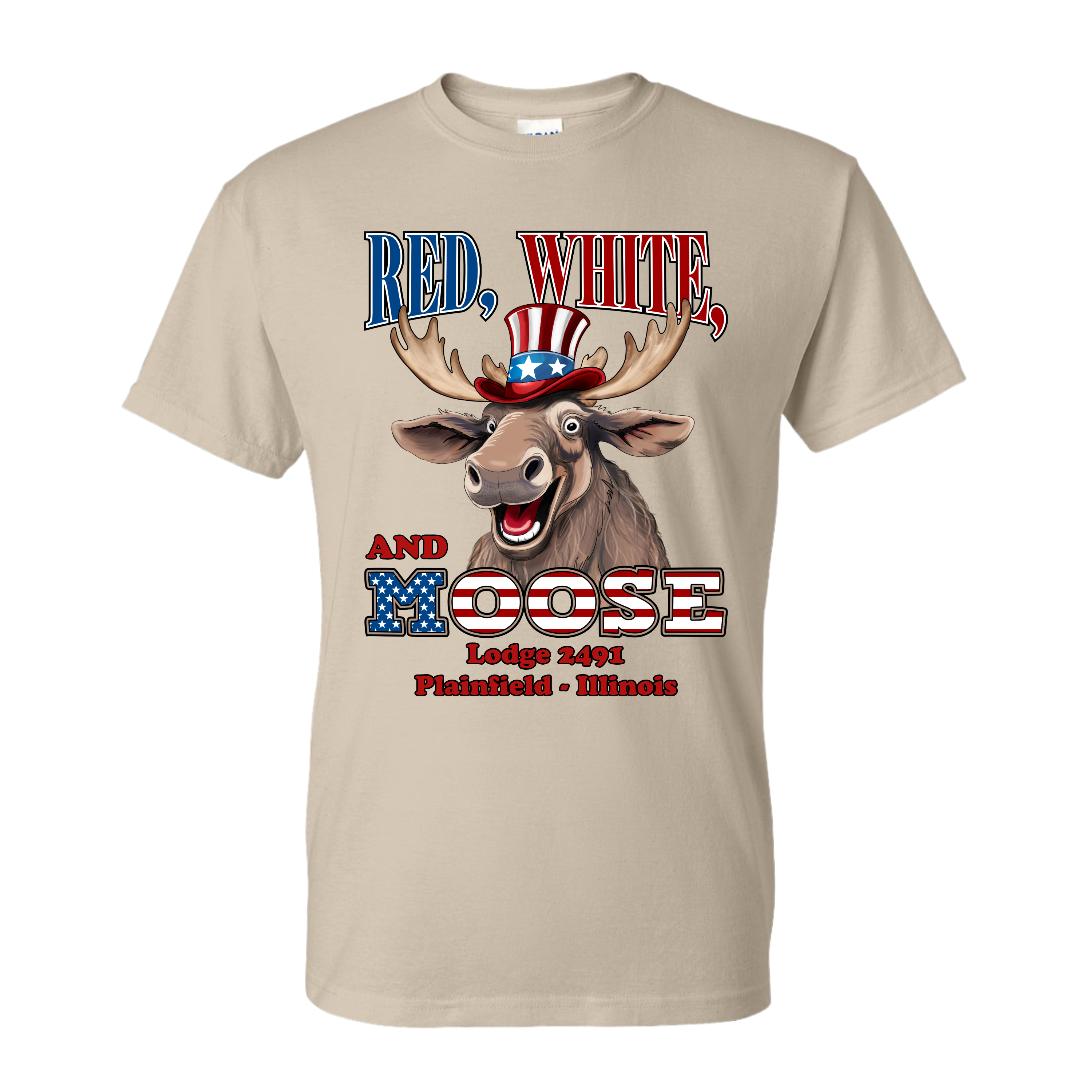 Lodge 2491 - Red, White, and Moose T-Shirt