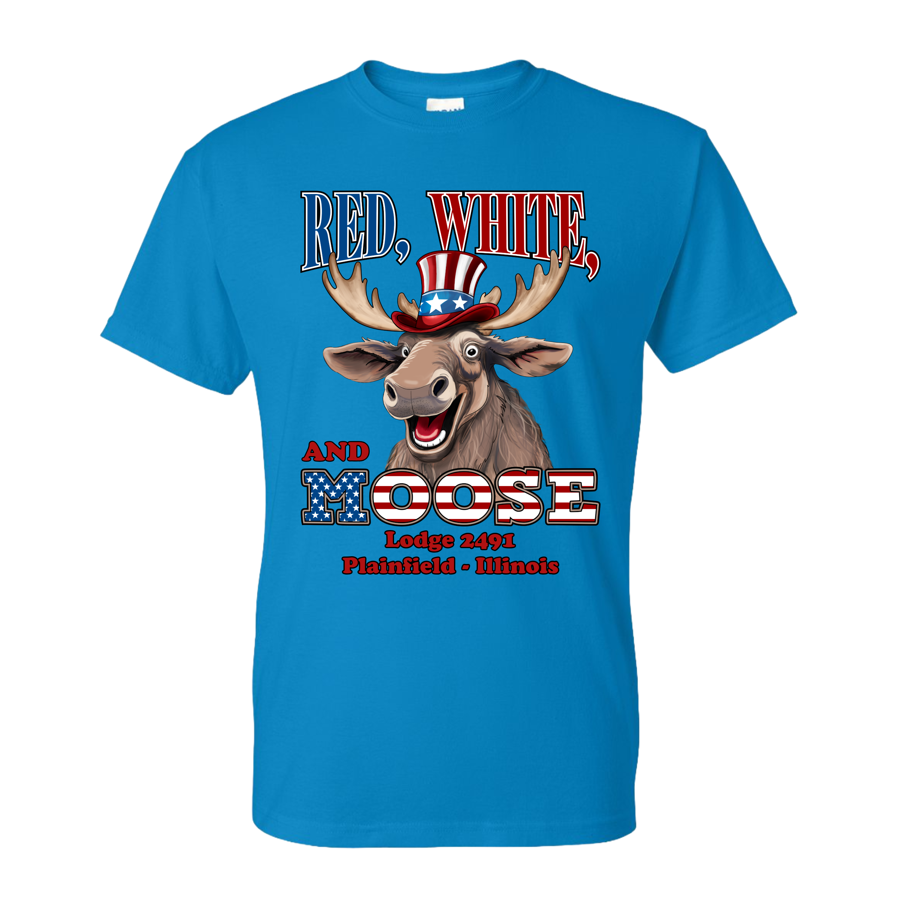 Lodge 2491 - Red, White, and Moose T-Shirt