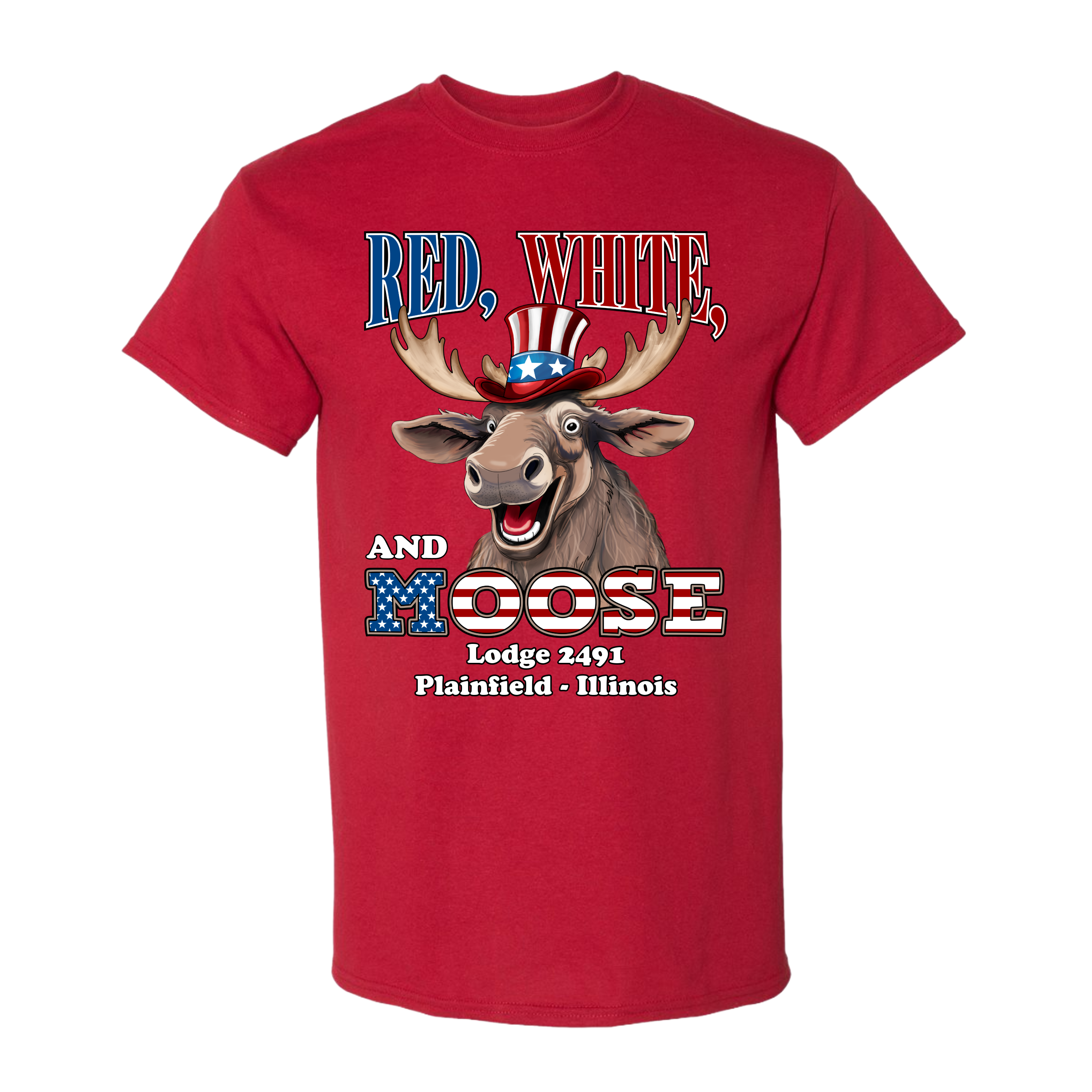 Lodge 2491 - Red, White, and Moose T-Shirt