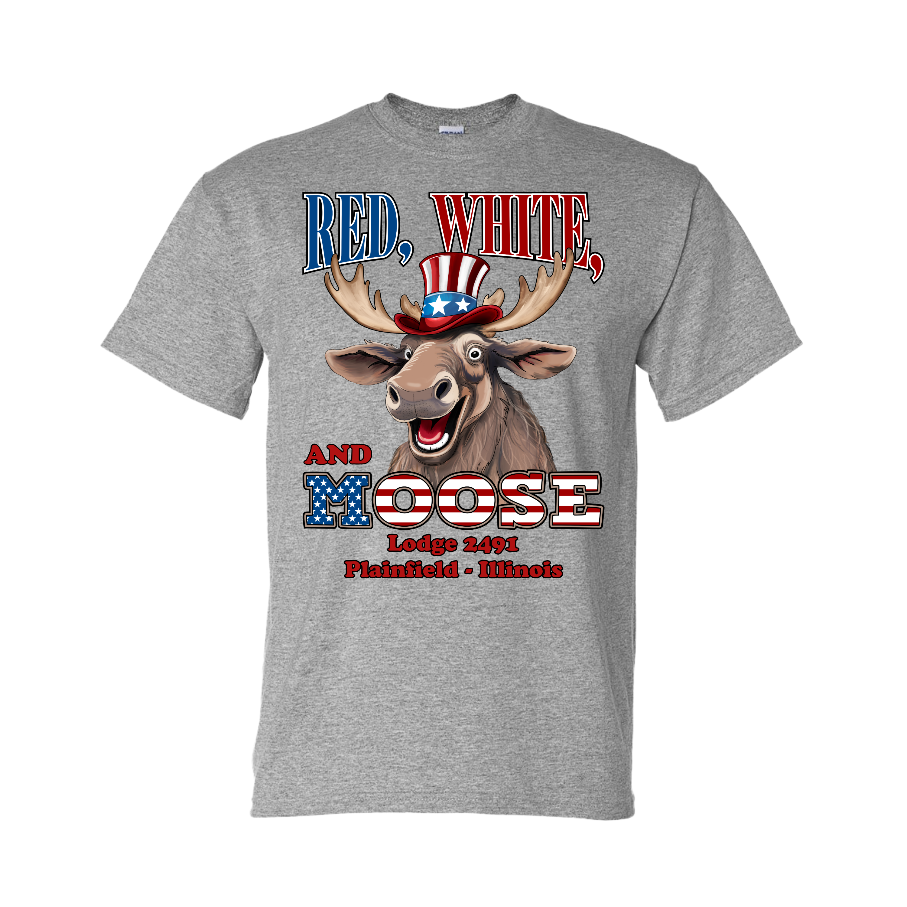 Lodge 2491 - Red, White, and Moose T-Shirt