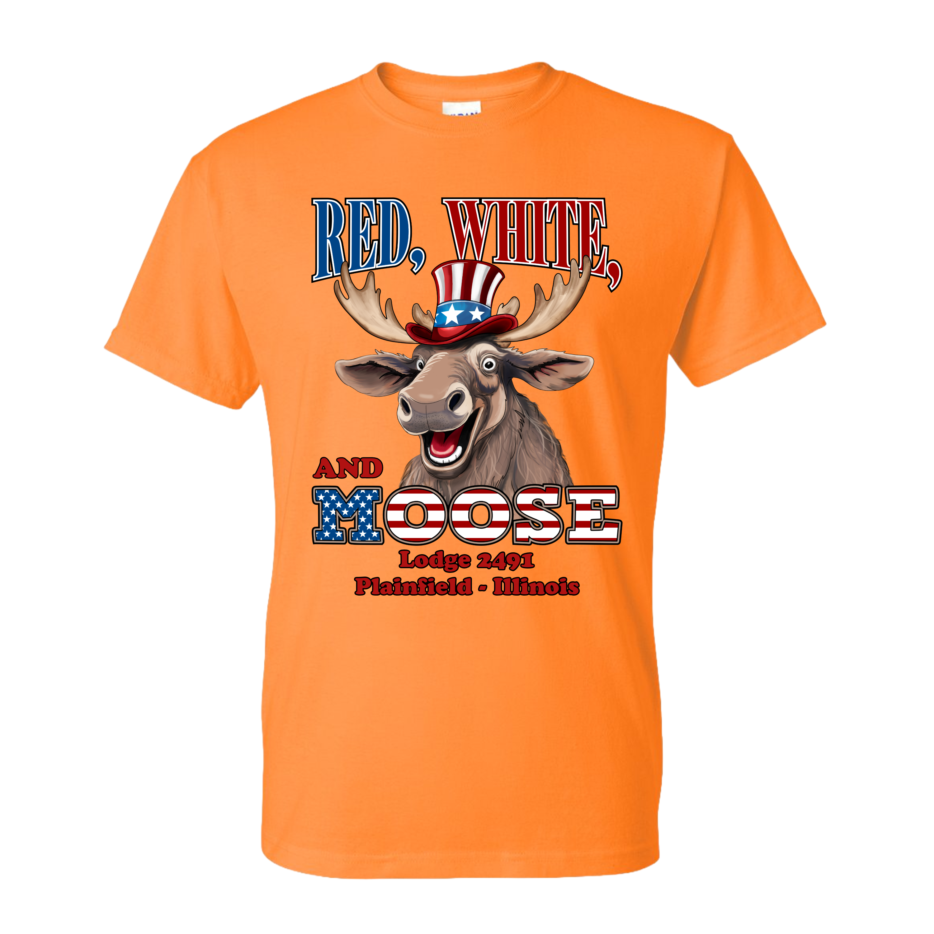Lodge 2491 - Red, White, and Moose T-Shirt