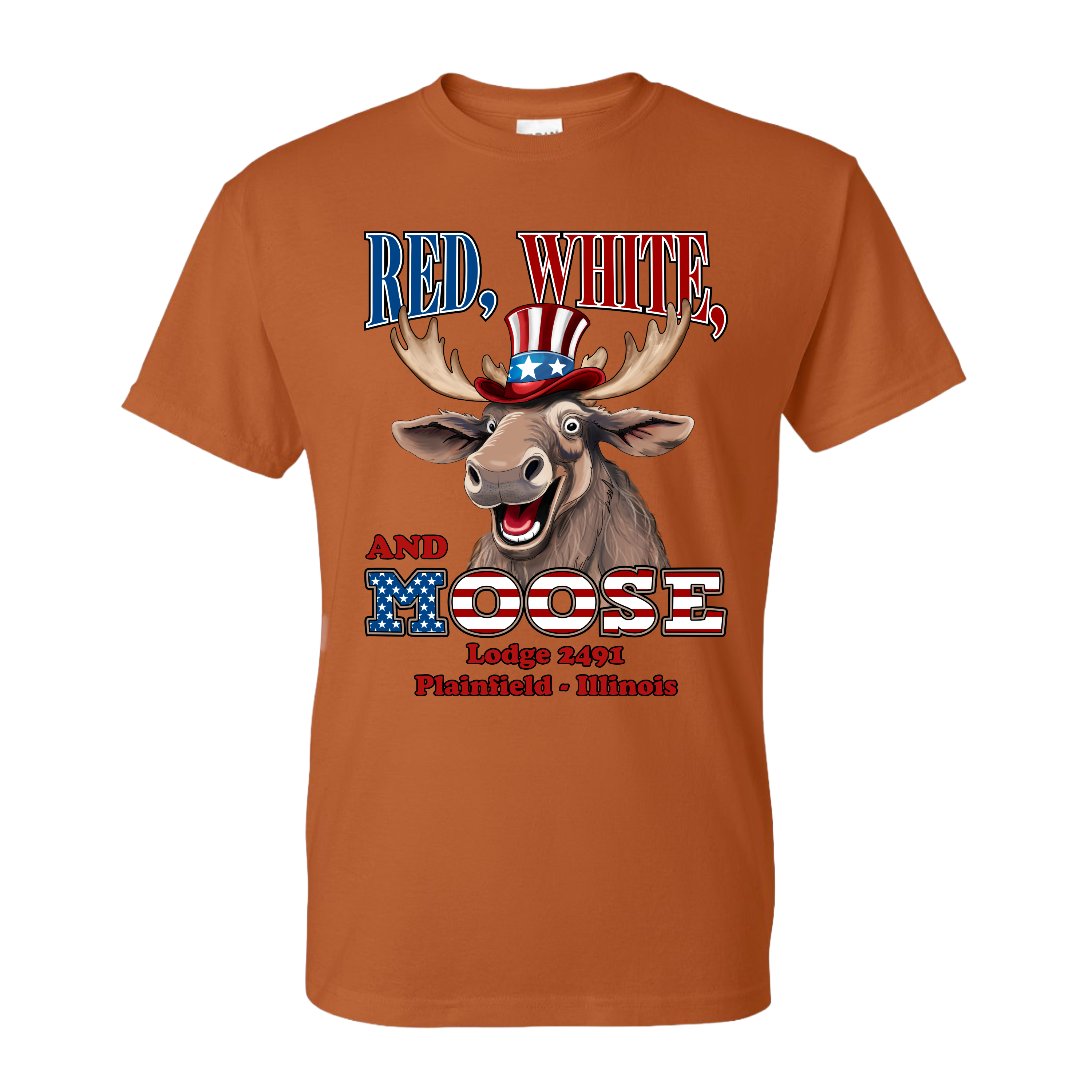 Lodge 2491 - Red, White, and Moose T-Shirt