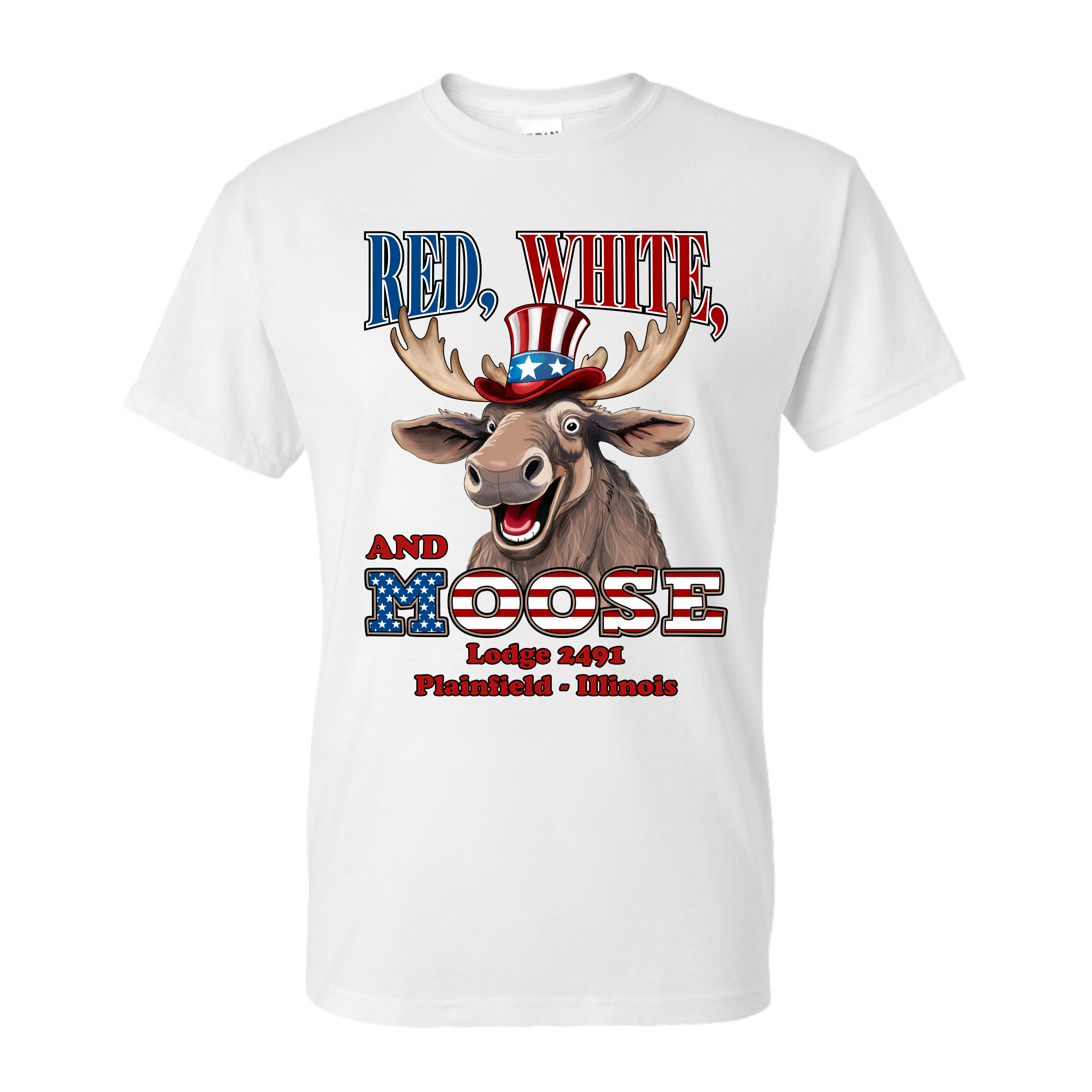 Lodge 2491 - Red, White, and Moose T-Shirt
