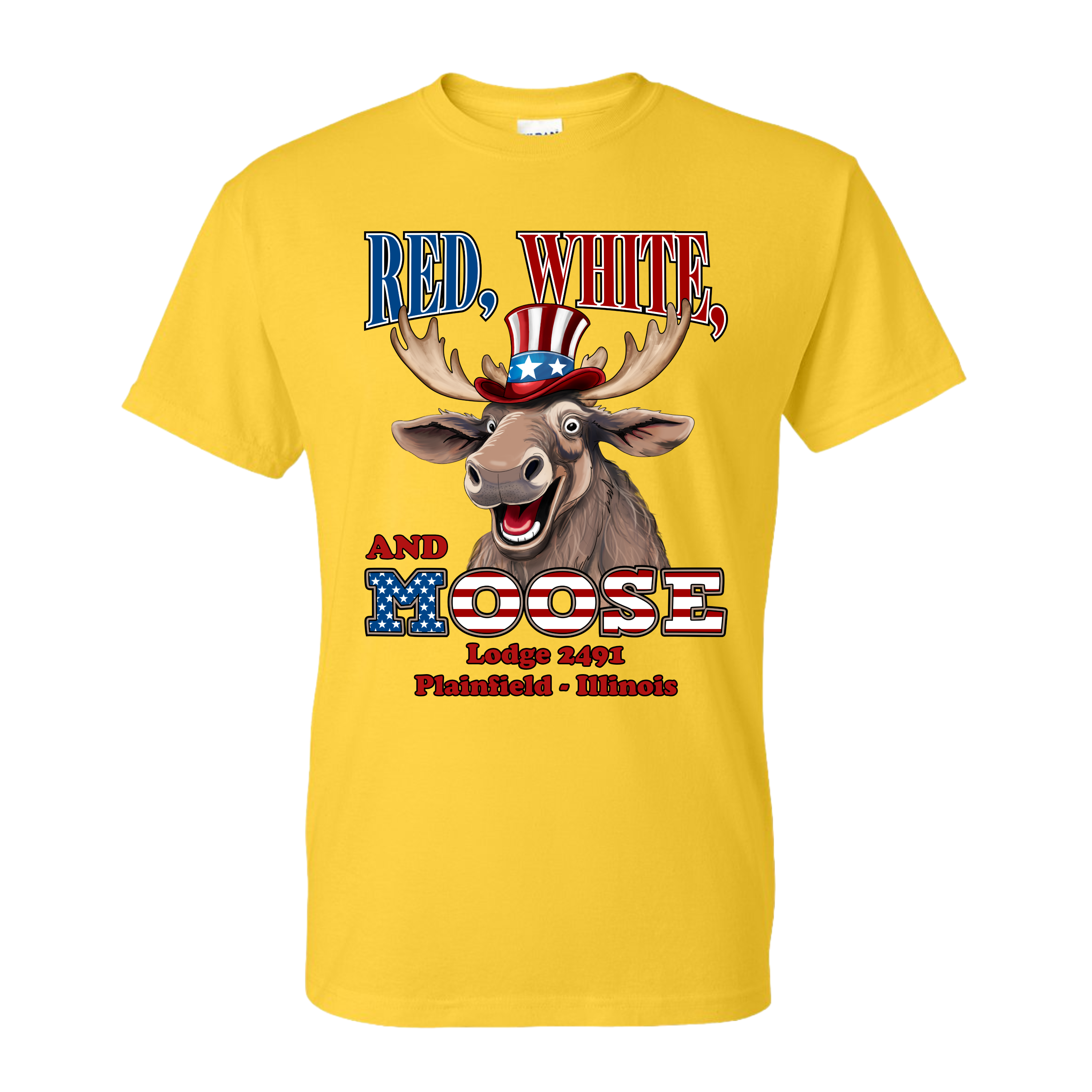 Lodge 2491 - Red, White, and Moose T-Shirt