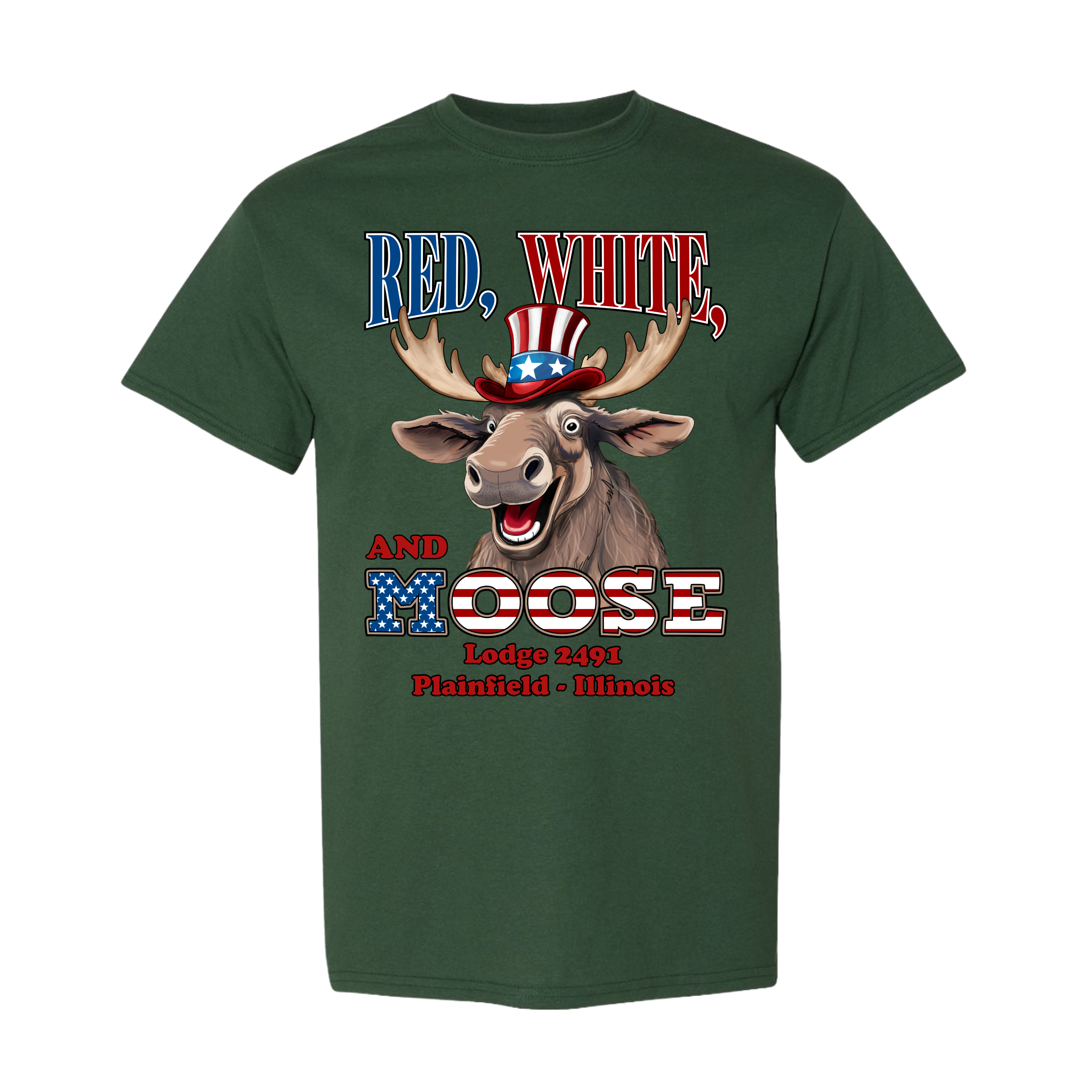 Lodge 2491 - Red, White, and Moose T-Shirt