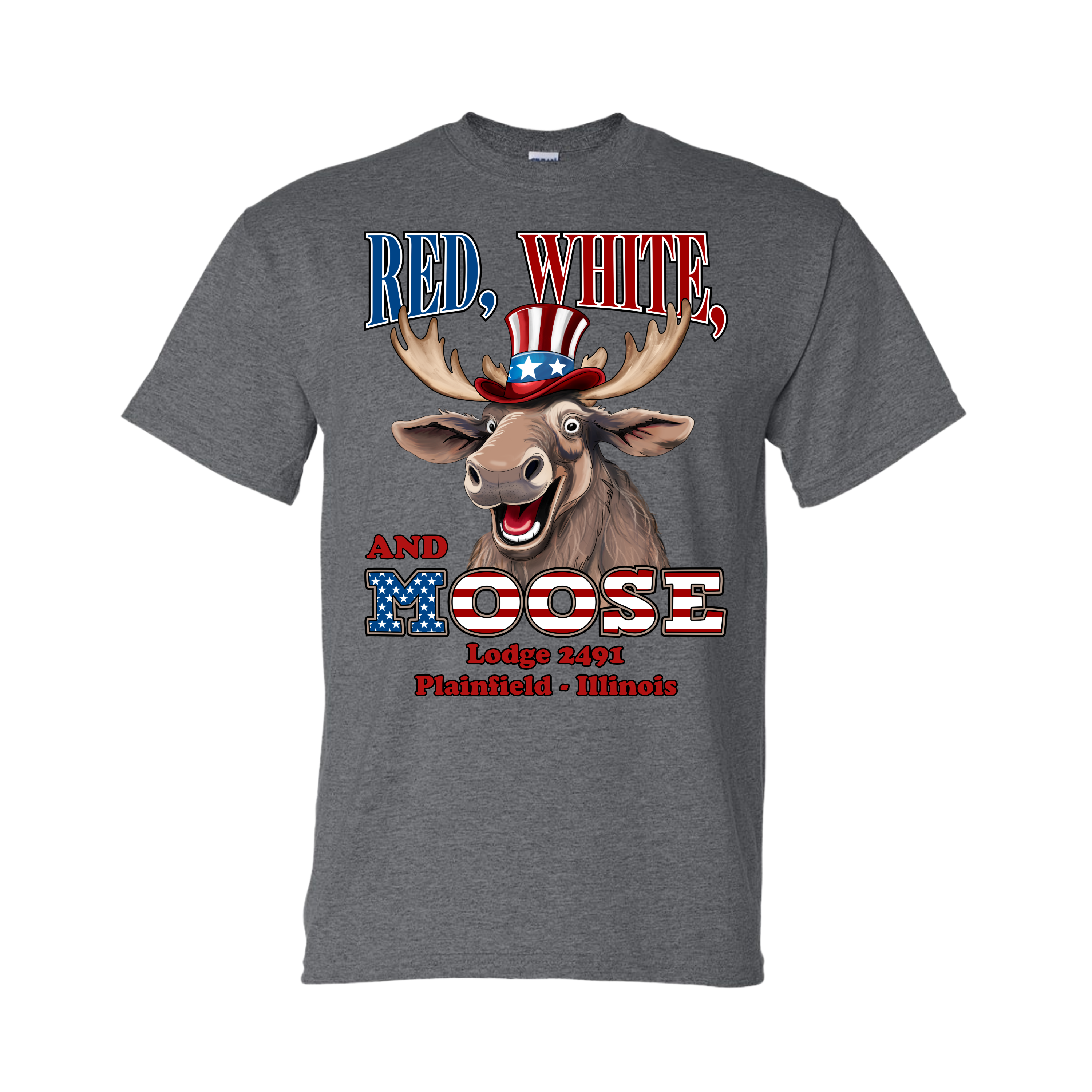 Lodge 2491 - Red, White, and Moose T-Shirt