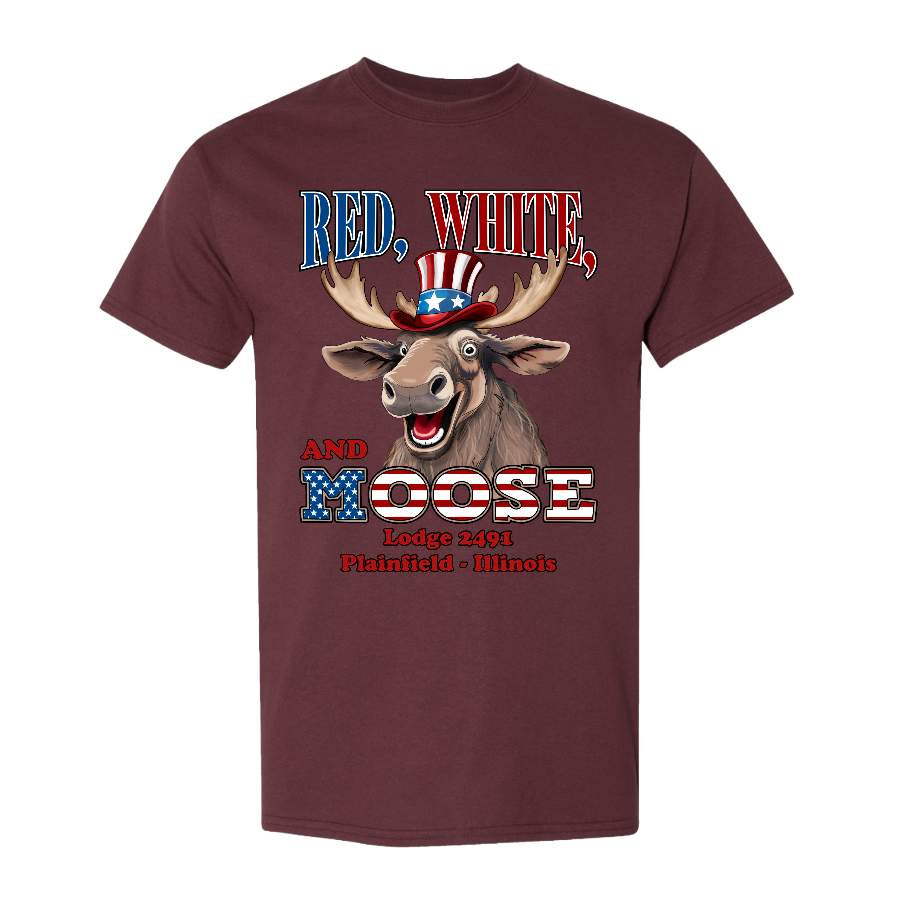 Lodge 2491 - Red, White, and Moose T-Shirt