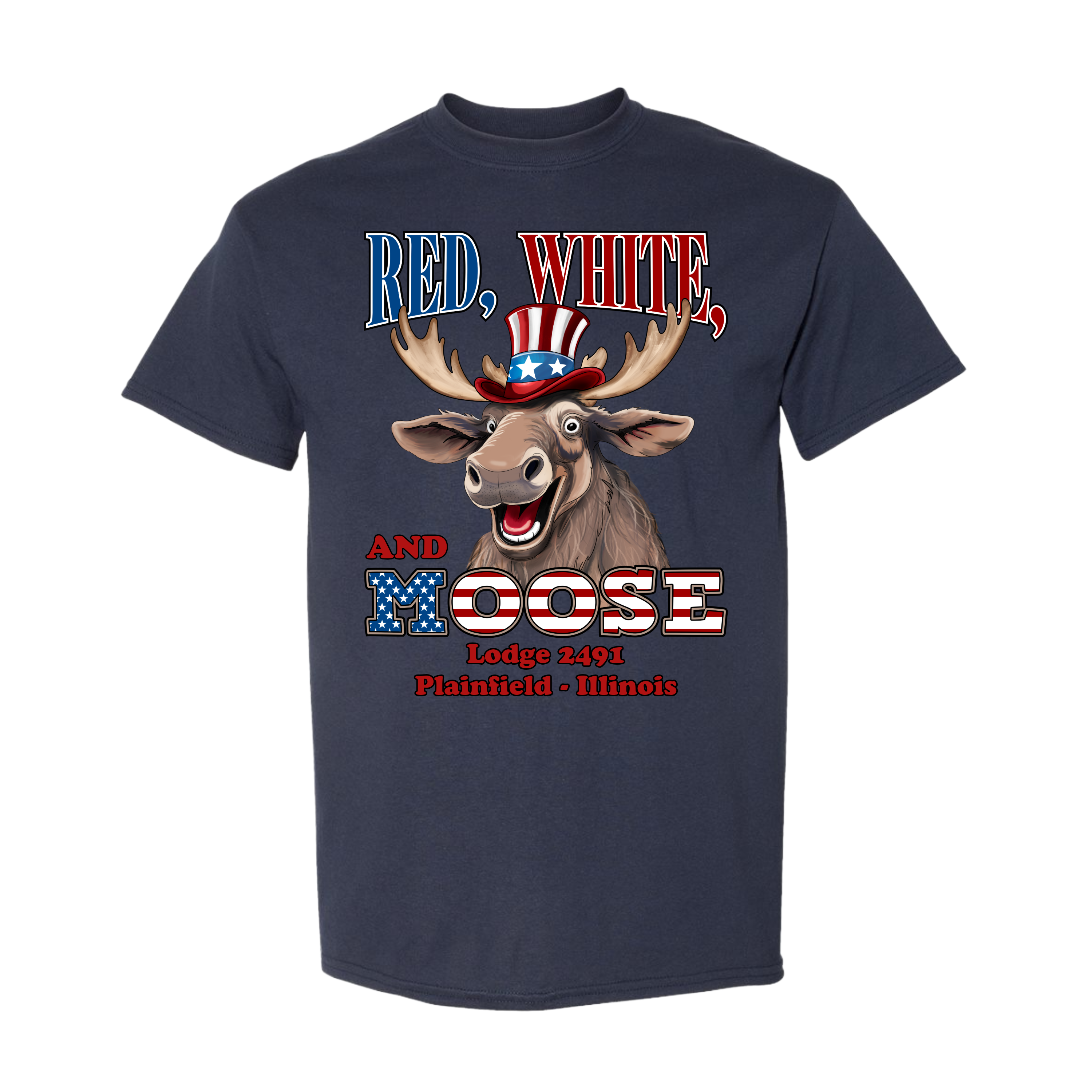 Lodge 2491 - Red, White, and Moose T-Shirt
