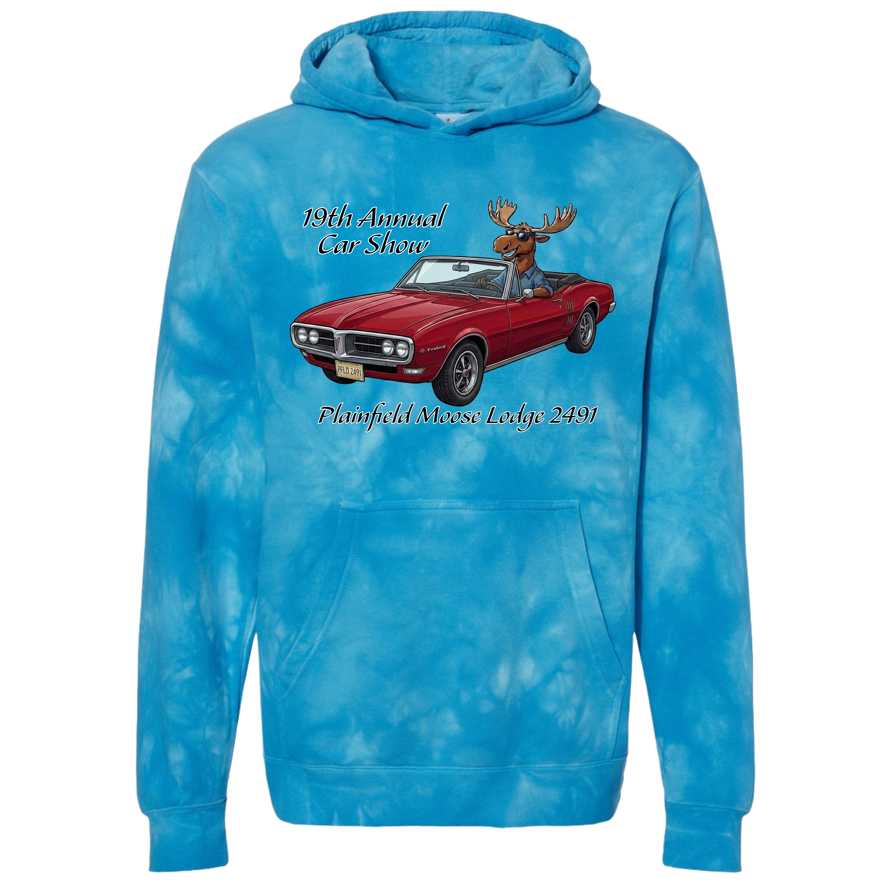 2026 Car Show Firebird Tie Dyed Hoodie