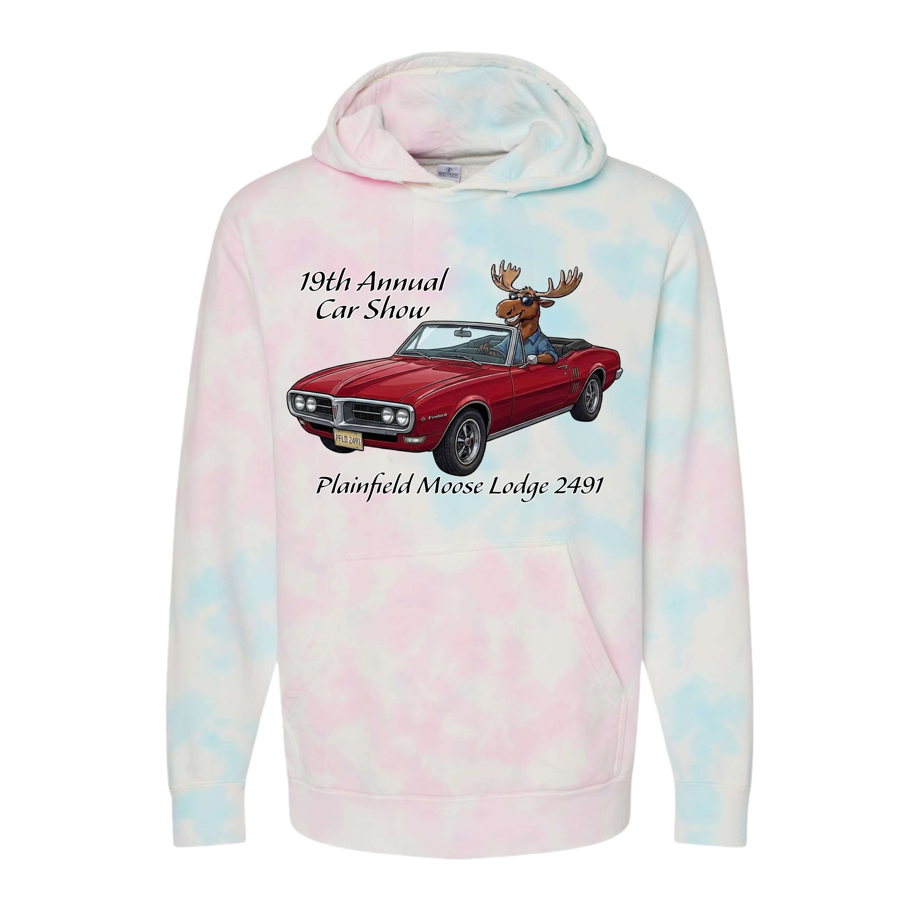 2026 Car Show Firebird Tie Dyed Hoodie