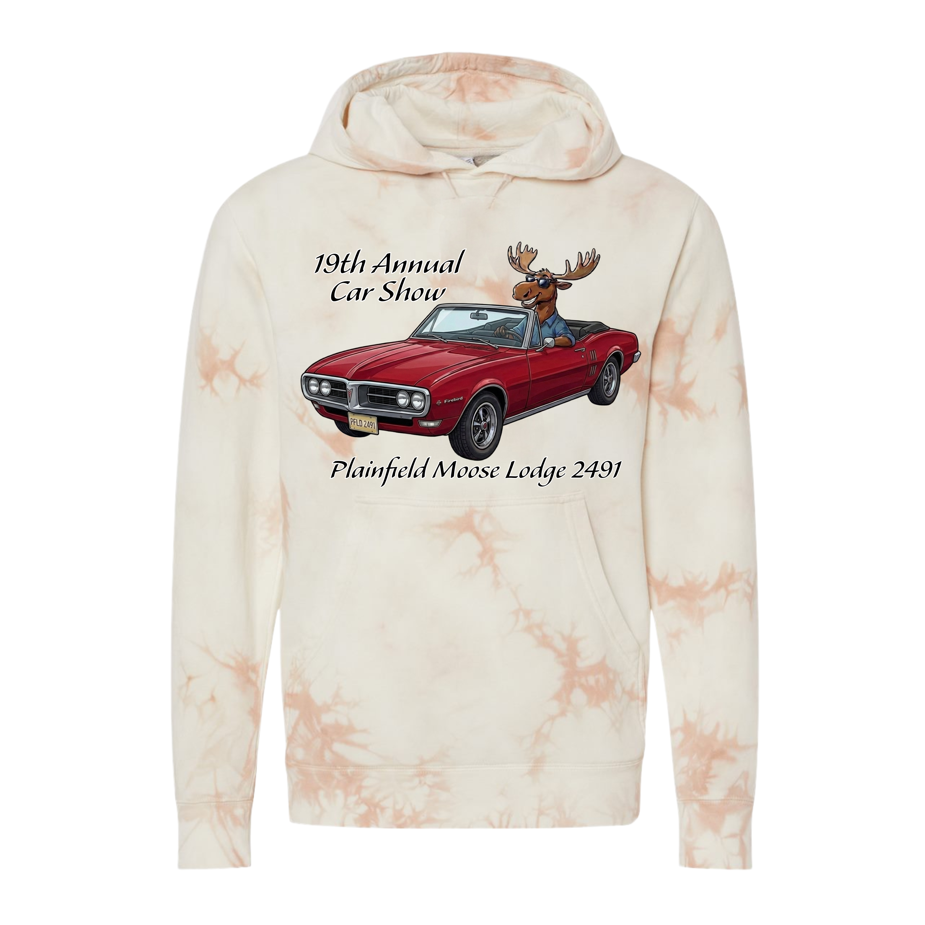 2026 Car Show Firebird Tie Dyed Hoodie