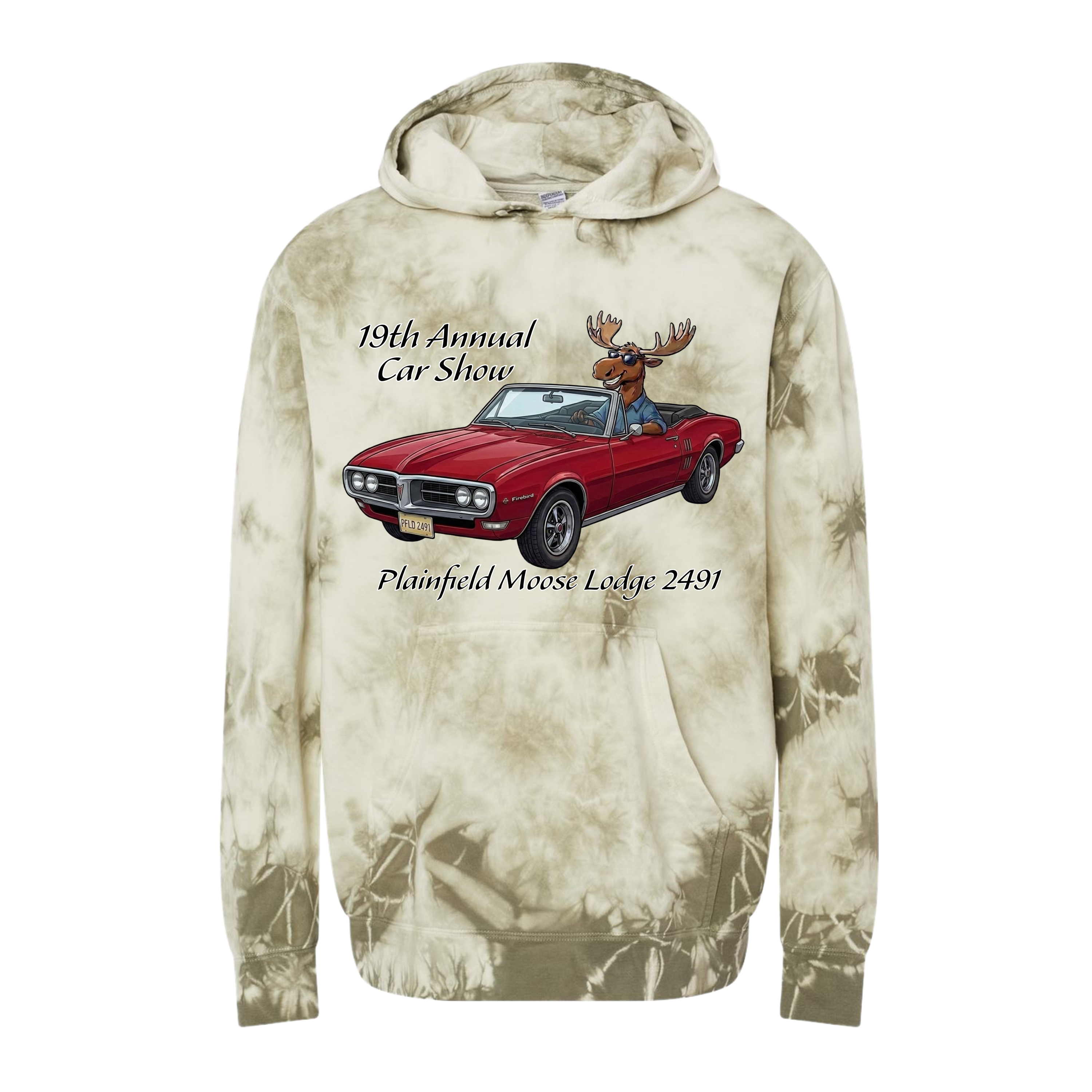 2026 Car Show Firebird Tie Dyed Hoodie